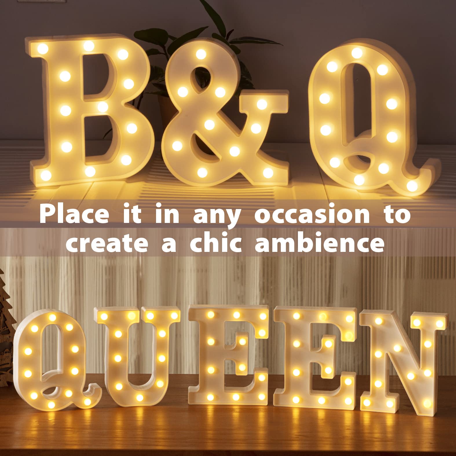 Hxweiye Led Marquee Letters Sign - Light Up Alphabet & Numbers 0-9, Warm White, Battery Powered, Perfect For Parties & Anniversaries