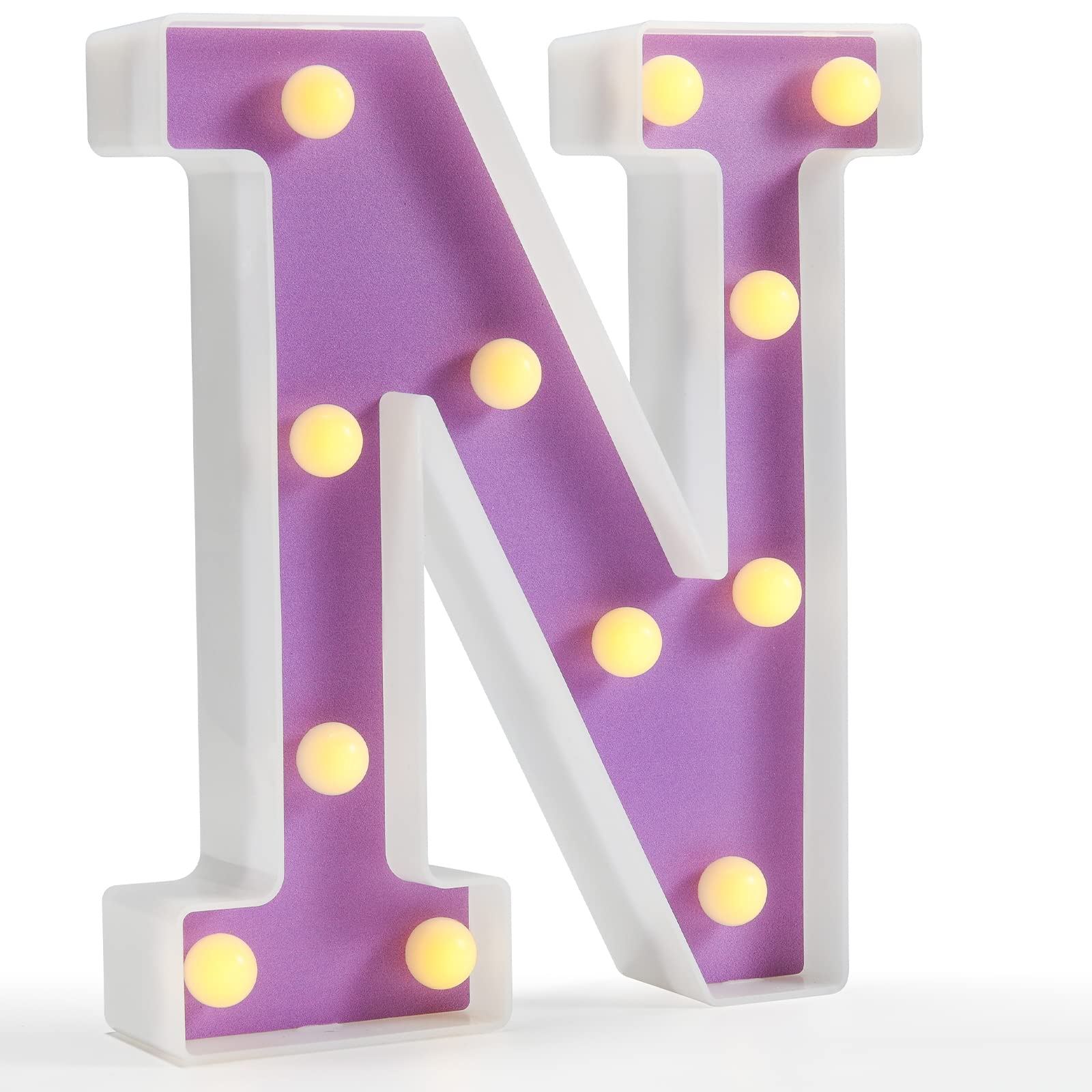Pooqla LED Letter Lights - Purple Alphabet Sign, Colorful DIY Marquee Night Light, Home Party Decoration