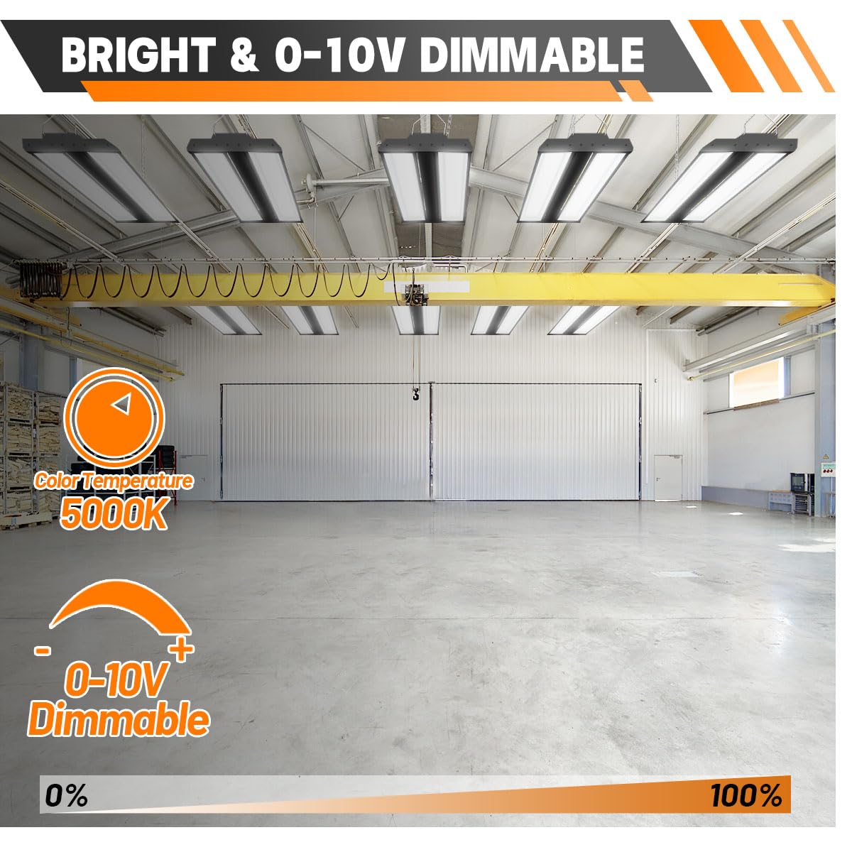 Allsmartlife LED Linear High Bay Shop Light 2-Pack, 5000K, 300W, 40500LM, Dimmable, Adjustable Tilt, Black, Model KLHBLFS