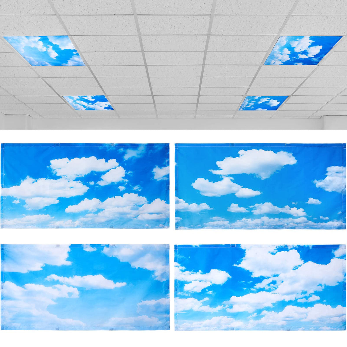 Hortsun 4 Pcs 4 x 2 Feet Fluorescent Light Covers for Ceiling Lights ...