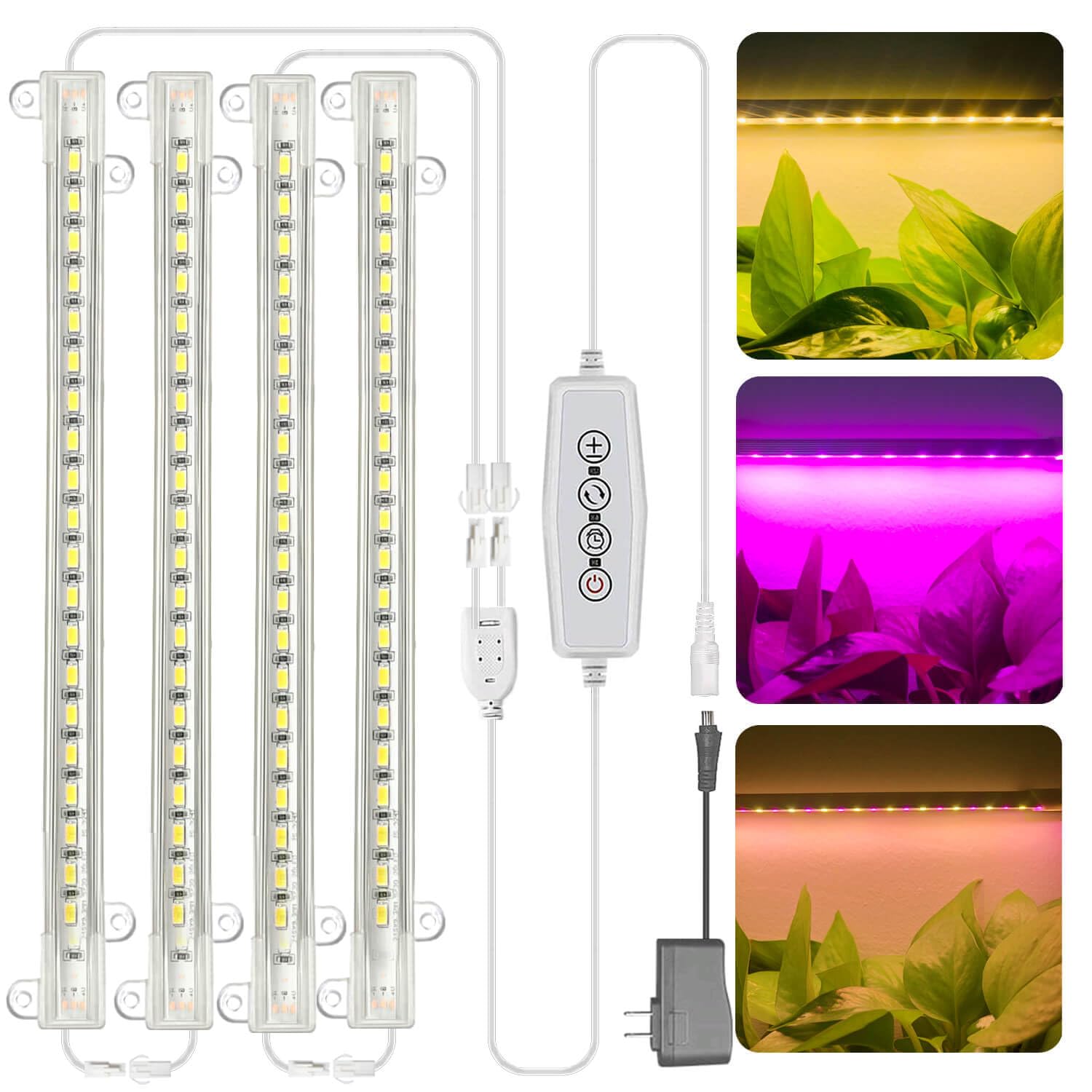 Abonnyc Grow Light Strips 96 LEDs Full Spectrum 10 Inch Warm White & Red Light 4 Pack Multicolor