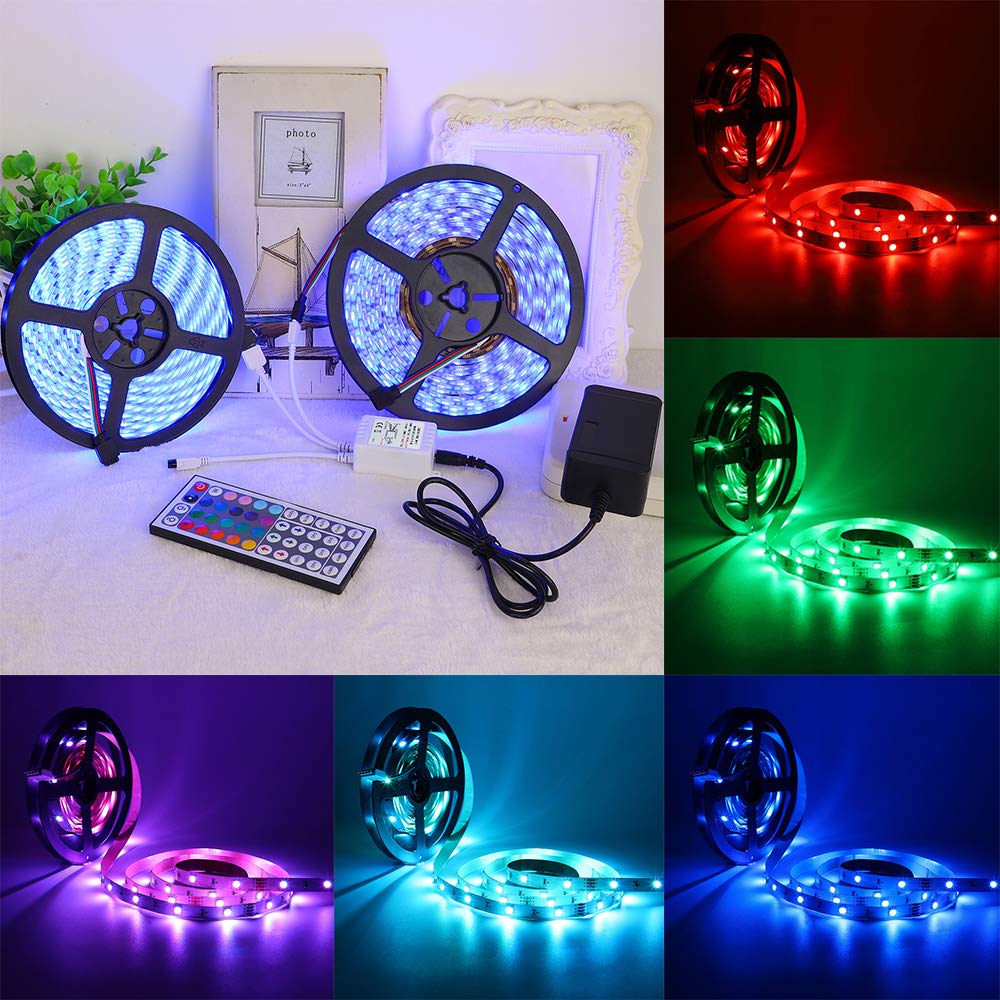 Bzone Rgb Led Controller 2-Port 4Pin Dual Output With 44 Keys Ir Led Light Remote Control Dc12V-24V For 5050 3528 Rgb Led Strip