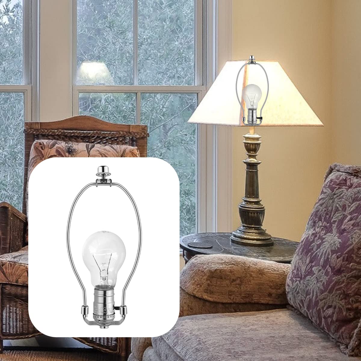 2 Pcs 8Inch Lamp Shade Harp Holders Detachable Lamp Shade Bracket Heavy Duty Diy Lighting Accessories For Floor Lamps And Table