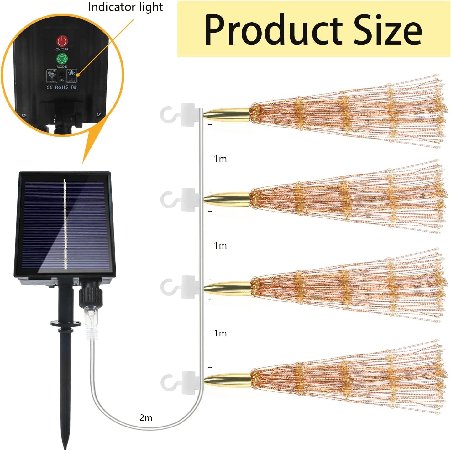PXBNIUYA 800 LED Solar Starburst Sphere Lights, Remote Control, 8 Modes, Waterproof, 4 Pack, Warm White