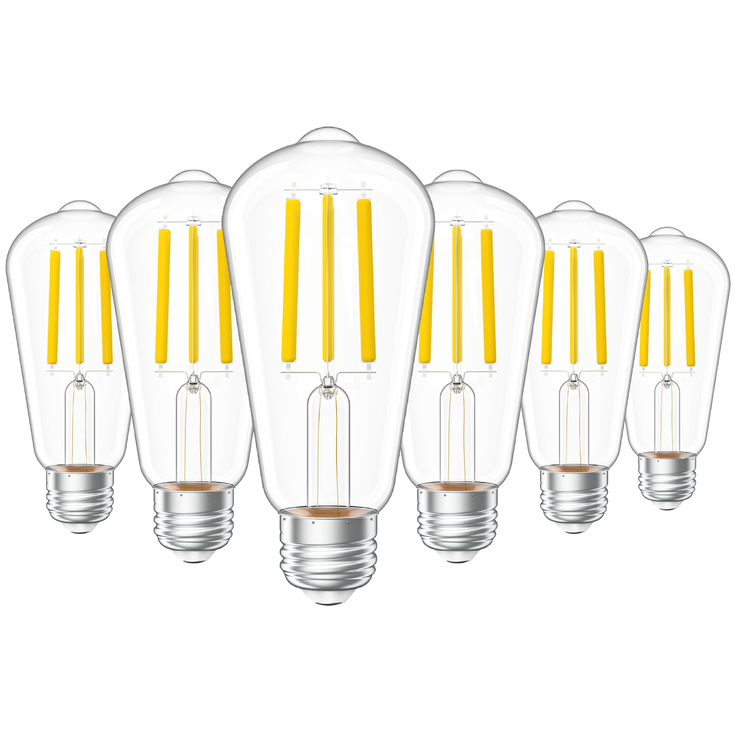 Sunco 6 Pack Vintage Led Edison Bulbs, 75W Equivalent 13W, 1600 Lm Ultra Brightness Dimmable St58 Filament, 3000K Warm White, E2