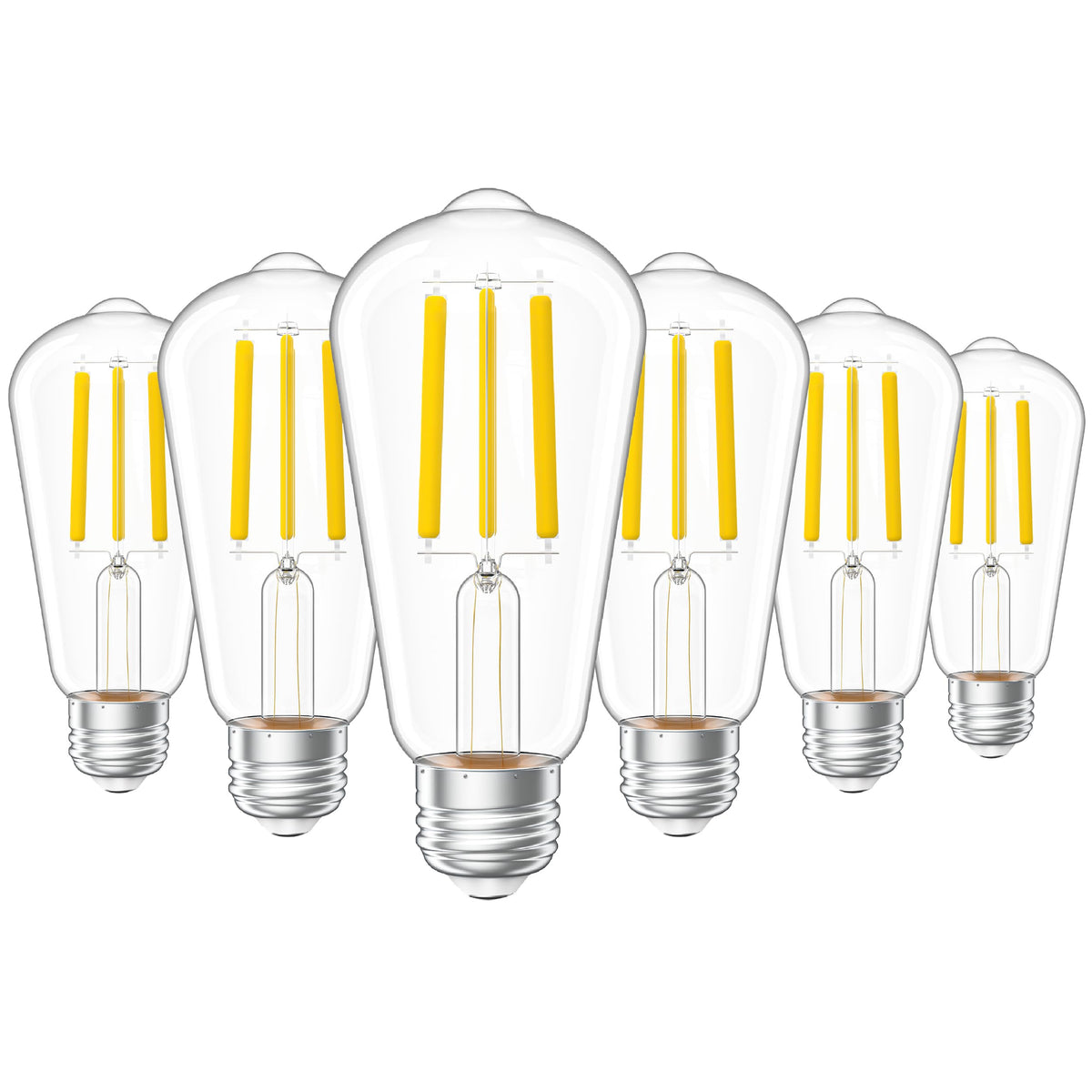 Sunco 6 Pack Vintage Led Edison Bulbs, 75W Equivalent 8.5W, 1000 Lm, Dimmable St58 Filament, 3000K Warm White, E26 Medium Base C