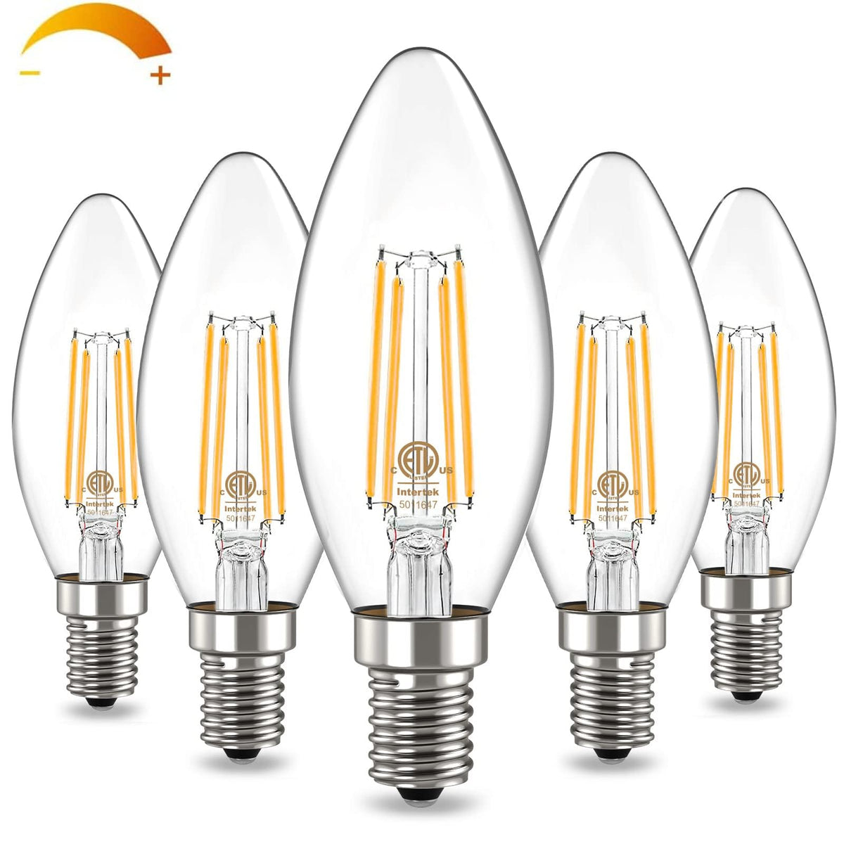 Volxon Candelabra Led Light Bulbs, E12 Led Bulb Dimmable 60W Equivalent, 550 Lumens, 3000K Warm White, B11/C35 Led Chandelier Li
