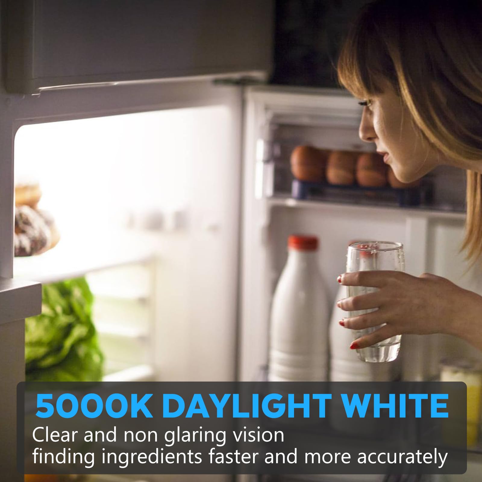 LOXYEE LED Refrigerator Light Bulb 2 Pack, Dimmable A15 5W E26 Base, Waterproof 5000K Daylight White, Model BXD-001