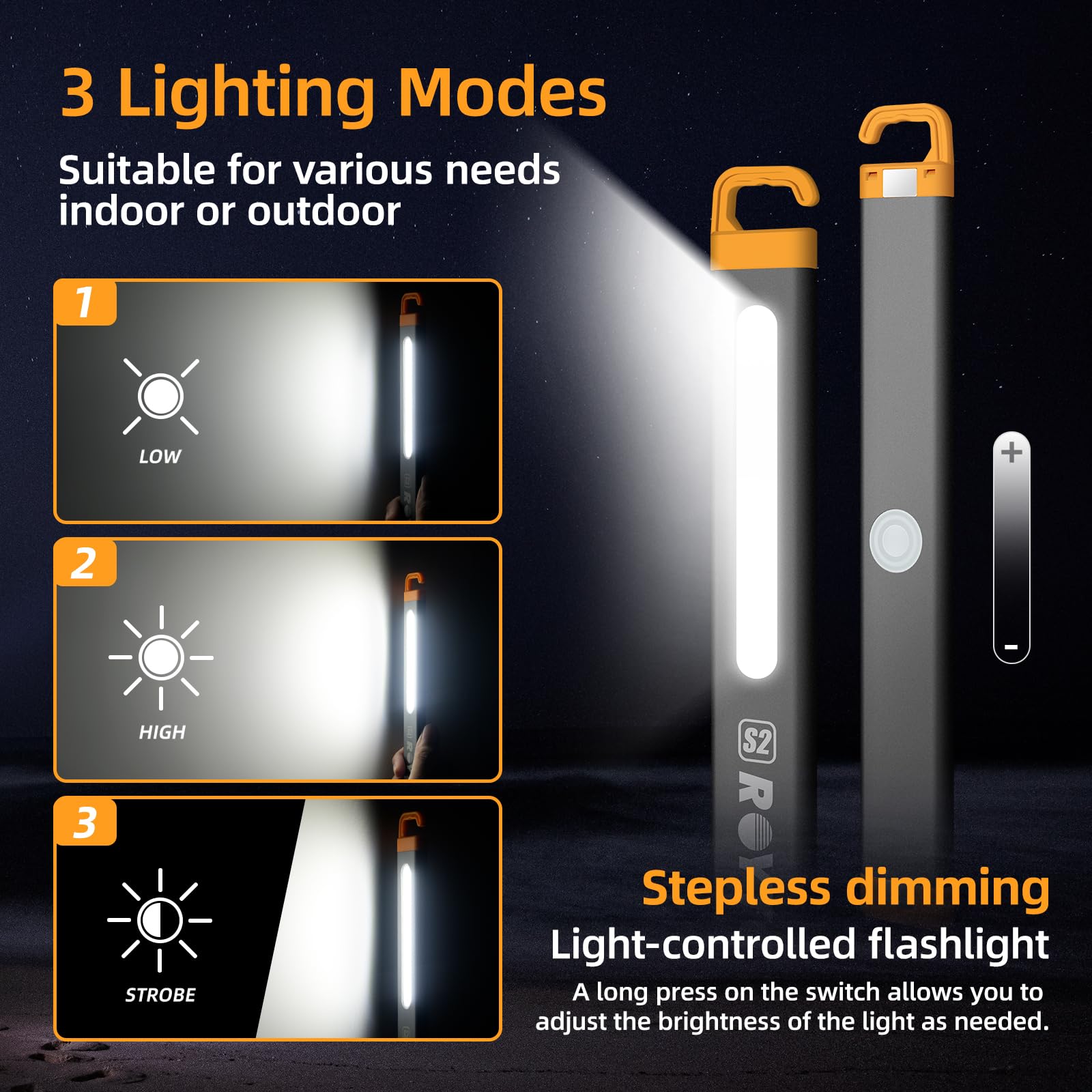 Roytoa Rechargeable Led Flashlights High Lumens, Cob Led Magnetic Work Light With Hook Super Bright Handheld Flashlight For Emergency, Camping, Hiking