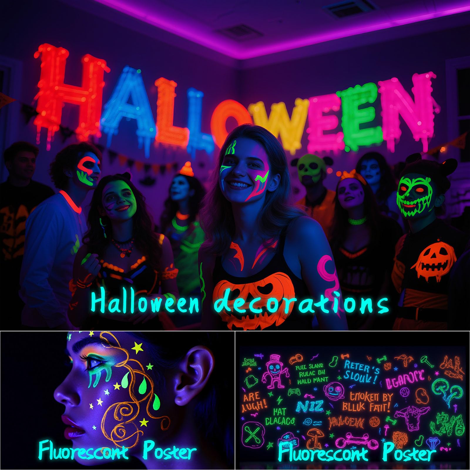 Wivety Black Light Bulb  A19 E26 Base  9W Led Black Light Bulbs For Outdoor Porch  Indoor Party Decoration  Holiday Lighting  Halloween Light Bulbs  Christmas Decoration(6 Packs)