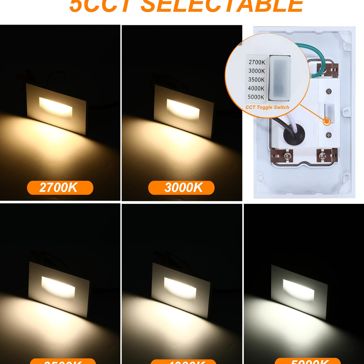 CLOUDY BAY 120V Dimmbale 5 Color LED Indoor Outdoor Step Light,2700K ...