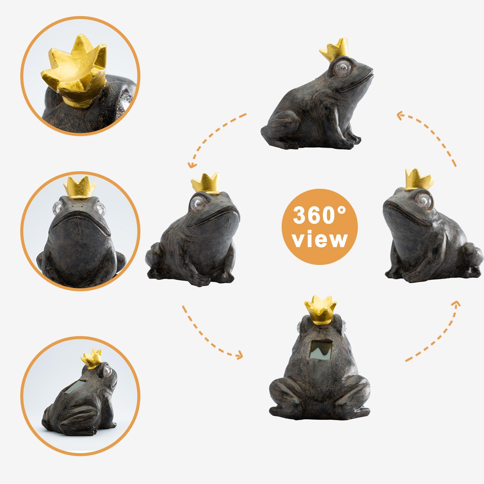 Rezpuao Garden Decor Statue Frog Prince,Solar Statue Decor Frog Prince,Resin Frogs Figurine With Solar Light For Patio,Balcony,Y