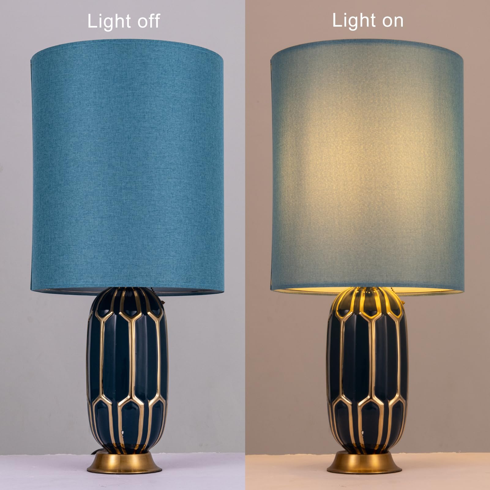 Wellmet Blue 14''X14''X17'' Inches Lampshade, Required Assembly For Table Lamp, Bedside Lamp, Floor Lamp, Fabric Drum Lampshade