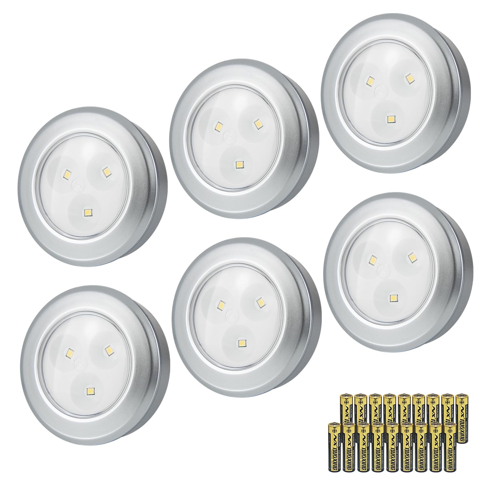 LUXSWAY LED Puck Lights Tap Light, Battery Operated Mini Push Light, LED Under Cabinet Lighting, Stick on Lights, Kitchen Closet
