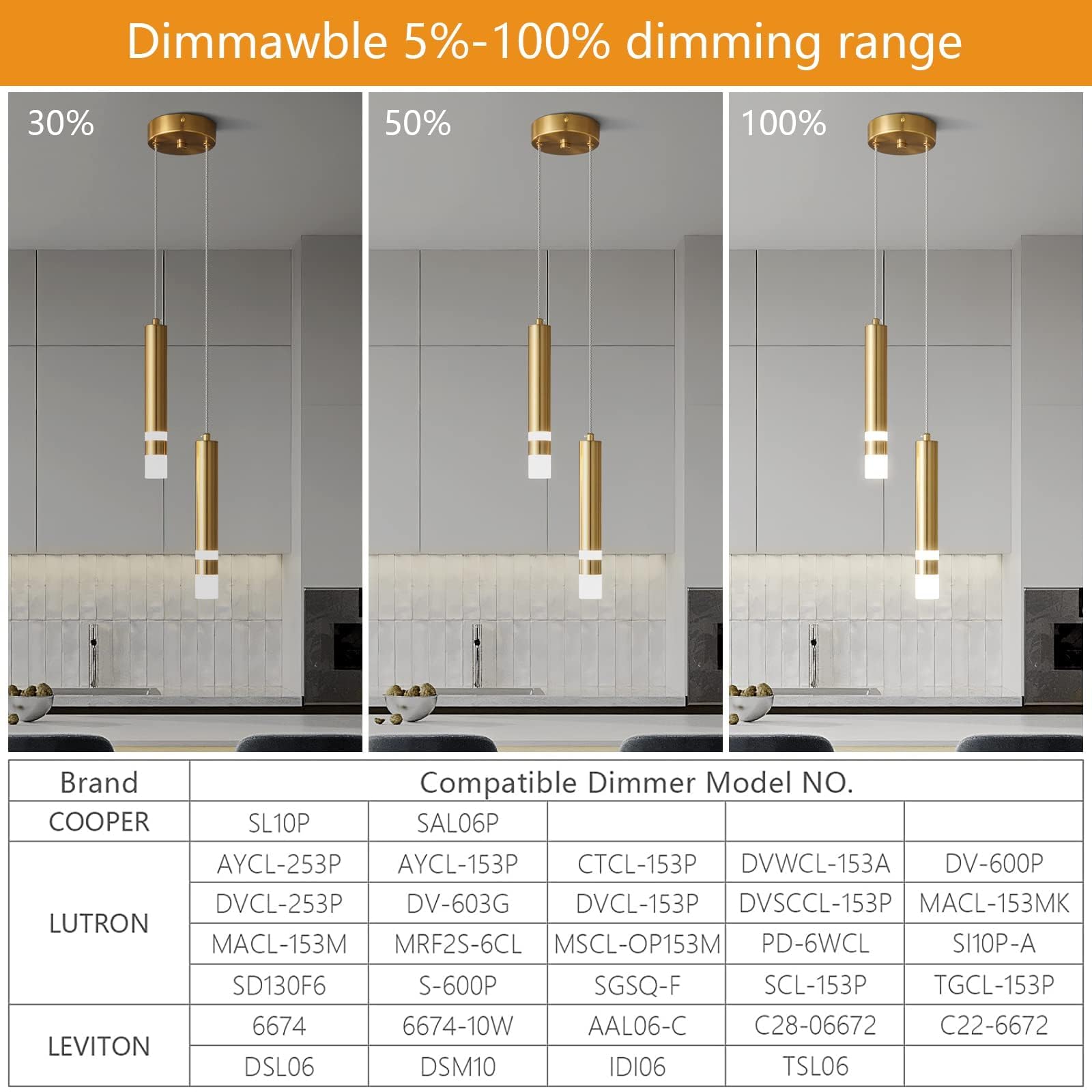 Liangmh Modern Pendant Light Kitchen Fixture Dimmable Led Gold Mini Pendant Lighting Fo Kitchen Island Bedroom Bedside Table Small Pendant Lights (2-Light)