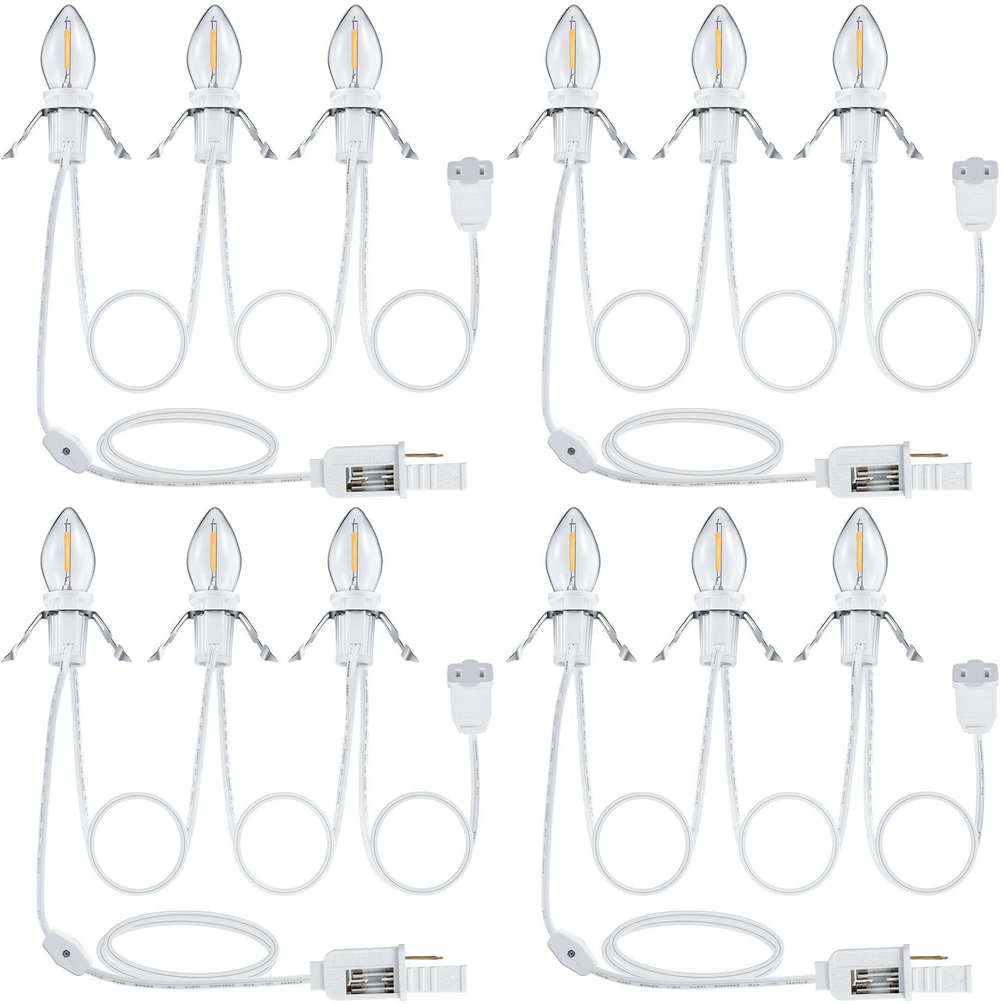 Meonum 8.2 Ft Led Light Cord With 3 Warm White Bulbs For Halloween & Christmas Decor