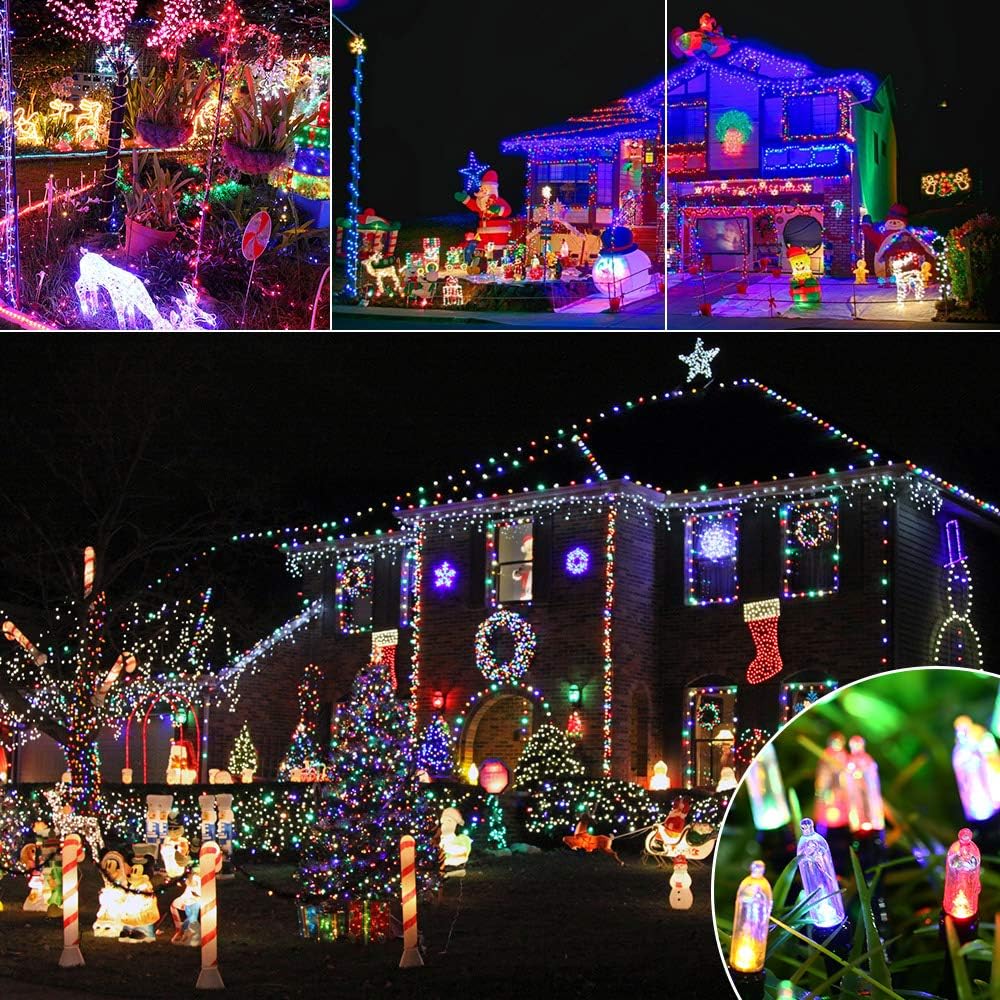 Lyhope Battery Christmas Lights  2Pack Total 66Ft 200 Led Christmas Lights Waterproof 8 Modes Battery Operated String Light For Outdoor & Indoor  Xmas Tree  Wreaths  Holiday Decoration (Multicolor)