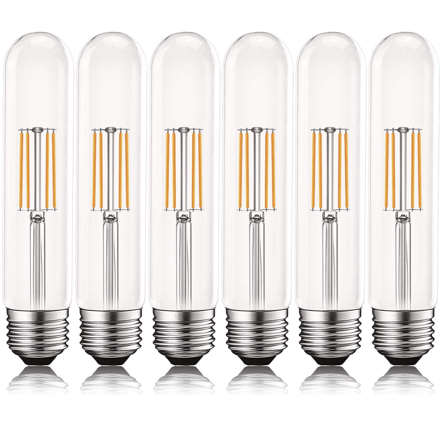 LUXRITE Vintage T9 LED Tube Light Bulbs 60W Equivalent 550 Lumens Dimmable 6 Pack Warm White Glass E26 LR21625-6