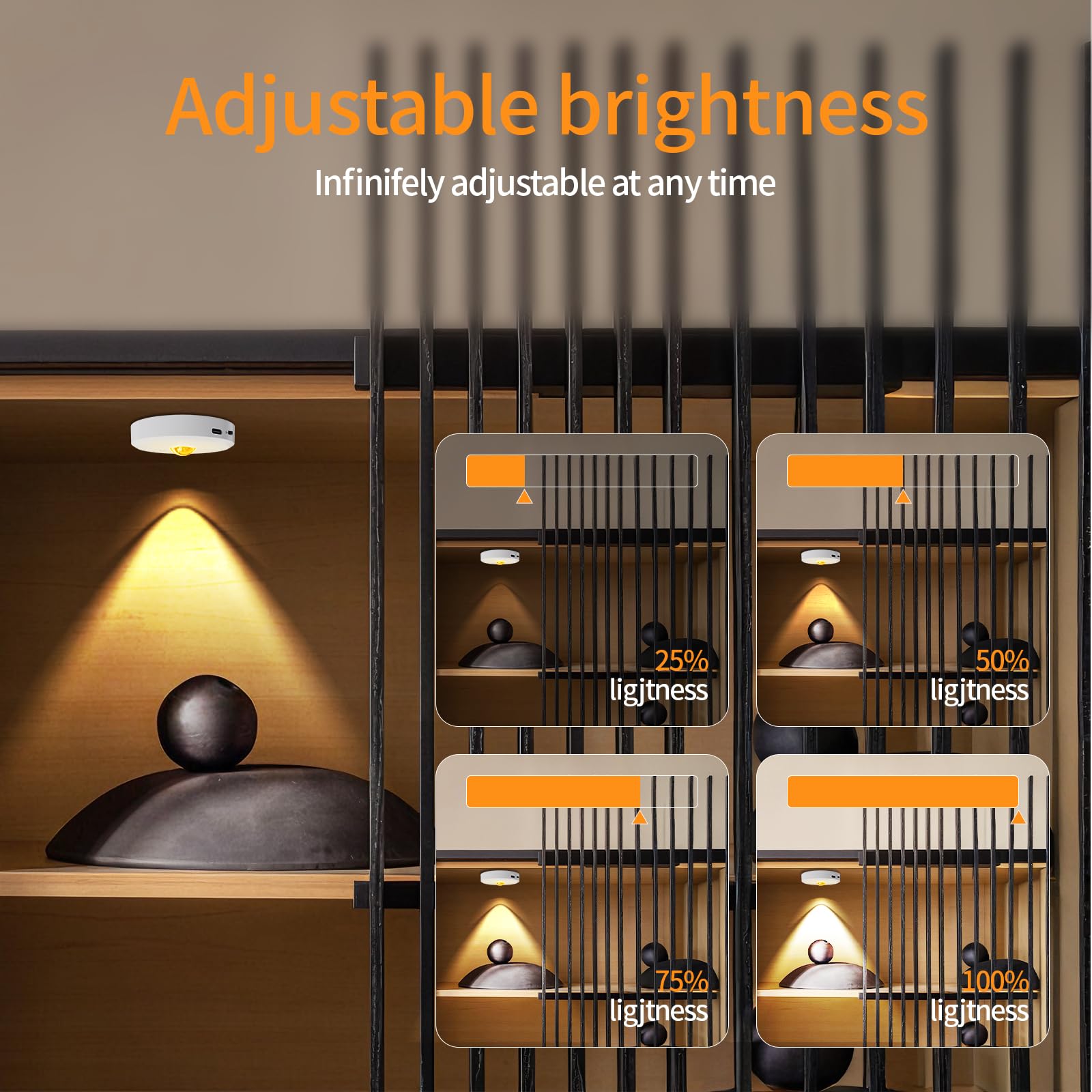 MICLIONLED Puck Lights - Cordless Remote Control, 2200mAh Rechargeable, Dimmable Under Counter Lighting, Silver - 3PCS