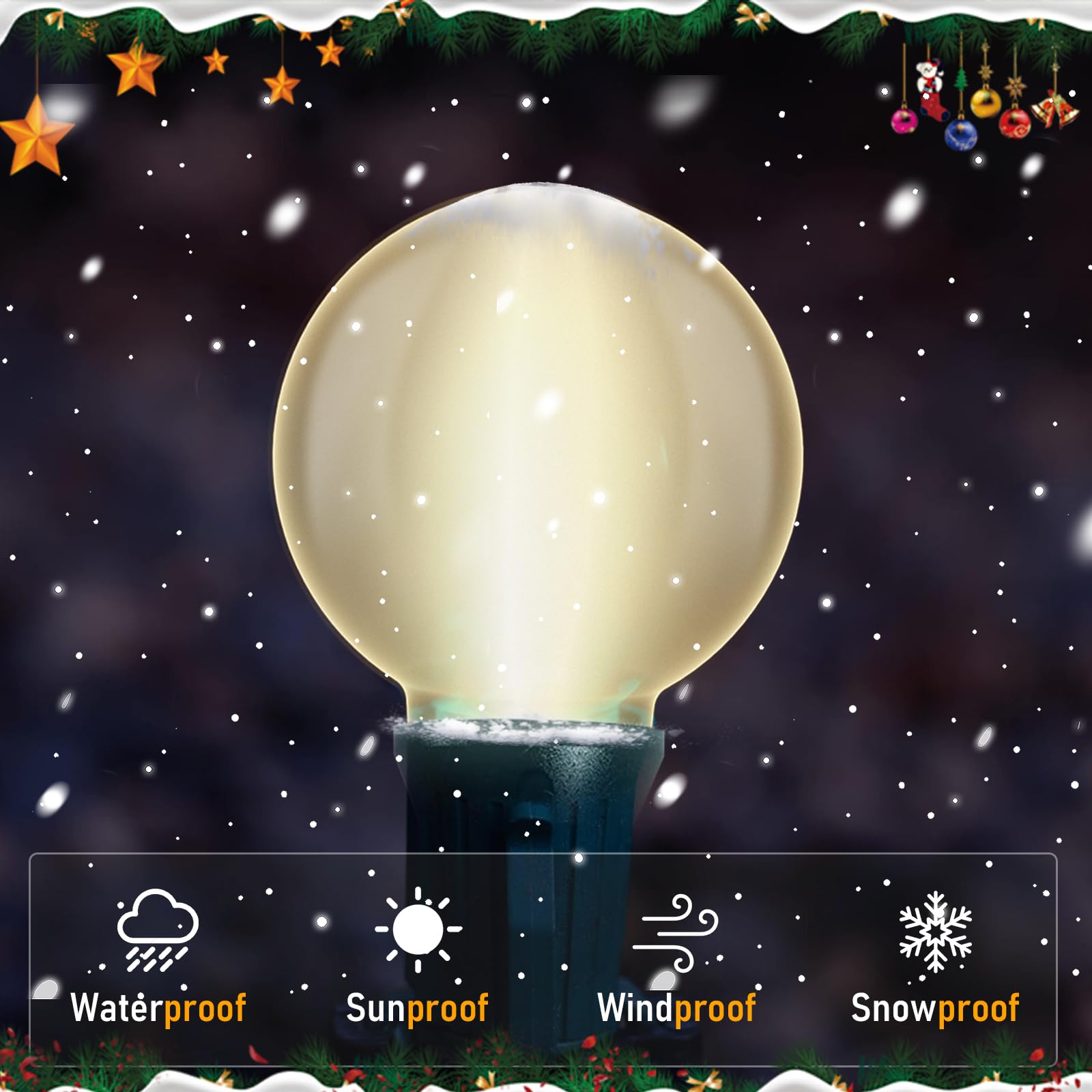 G40 Replacement Light Bulbs, 5 Watt Frosted White Globe Incandescent Bulbs Fits E12 Candelabra Base, Christmas String Lights Bul