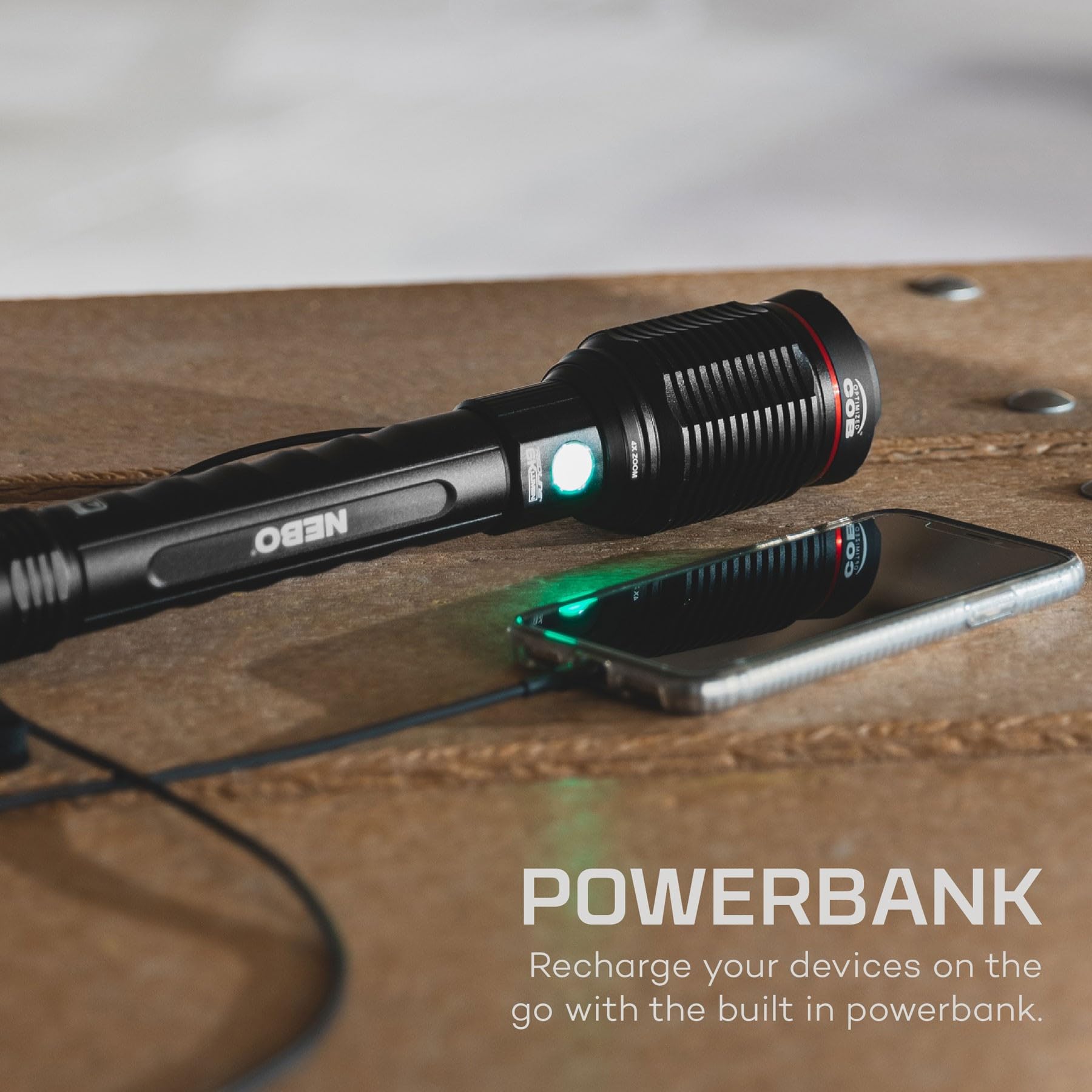 Nebo Redline 6K 6000-Lumen Led Rechargeable Bright Flashlight For Edc, Camping, Hunting, Hiking, Tactical With 4X Zoom, 4 Light