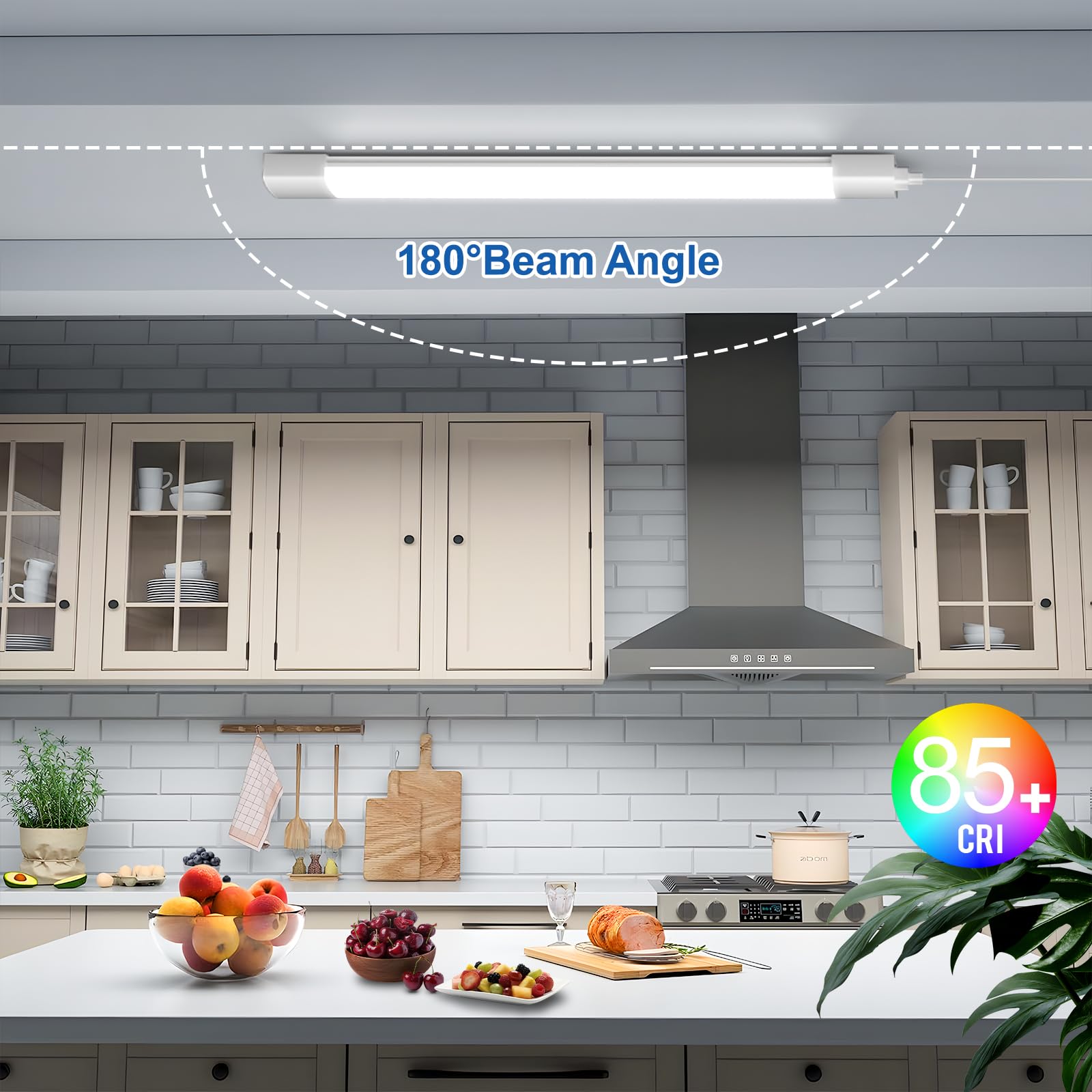 Airand LED Ceiling Light Fixture 36W, 4FT Triproof Light, White, Model New-1200, Linkable for Workbench, Kitchen, Garage, Office