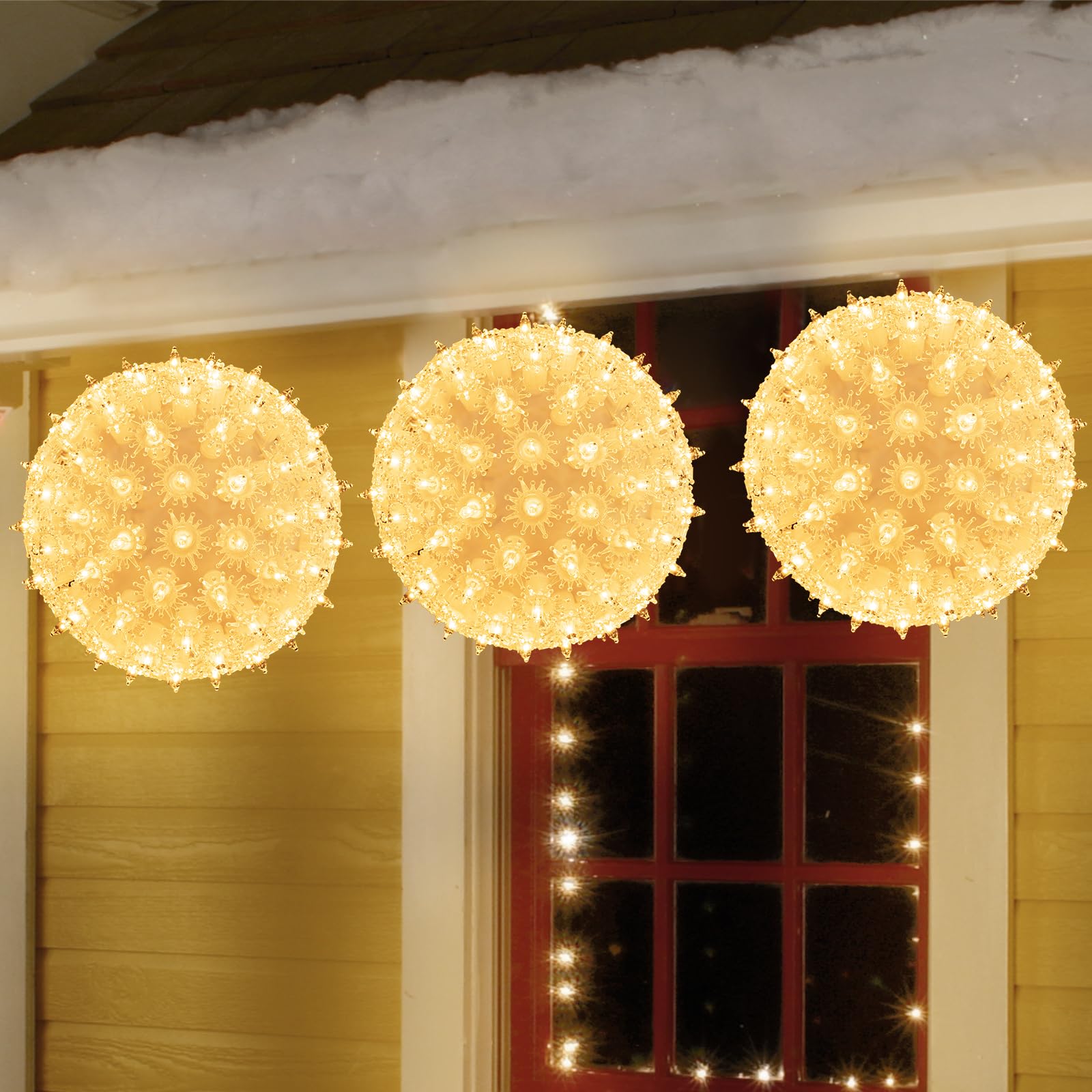 Brightown 6    Christmas Lights Ball Outdoor Sphere Lights 100 Replaceable Bulbs Plug in for Xmas Indoor Party Wedding Home Comm