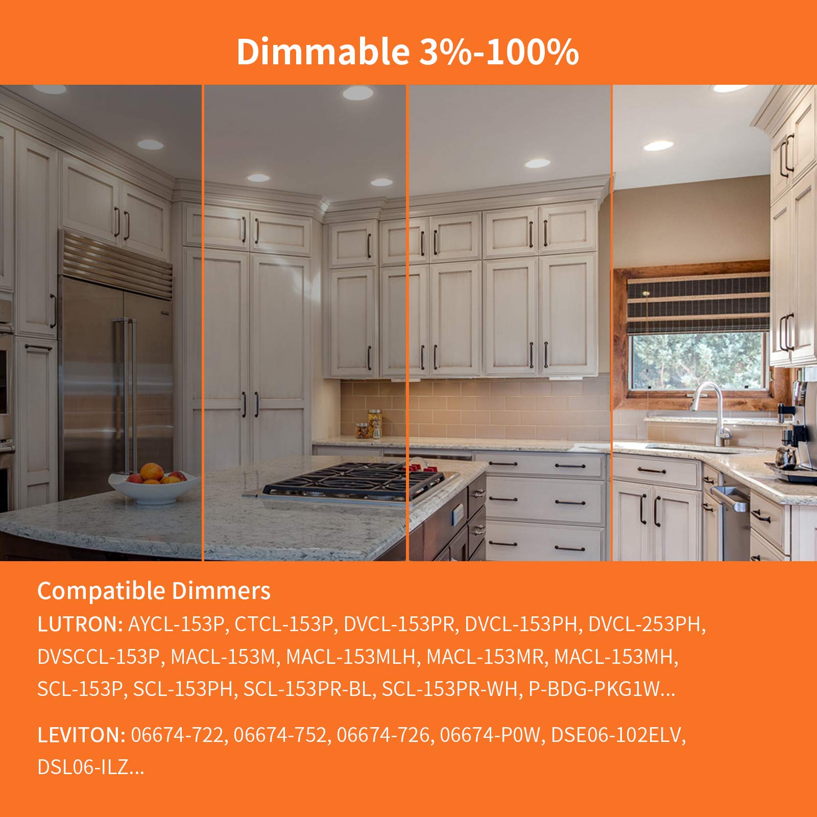 Meconard 4 Pack 6 Inch Ultra-Thin Led Recessed Ceiling Light, 3000K/4000K/5000K Selectable, Dimmable 12W=110W, 1050Lm, Ic Rated