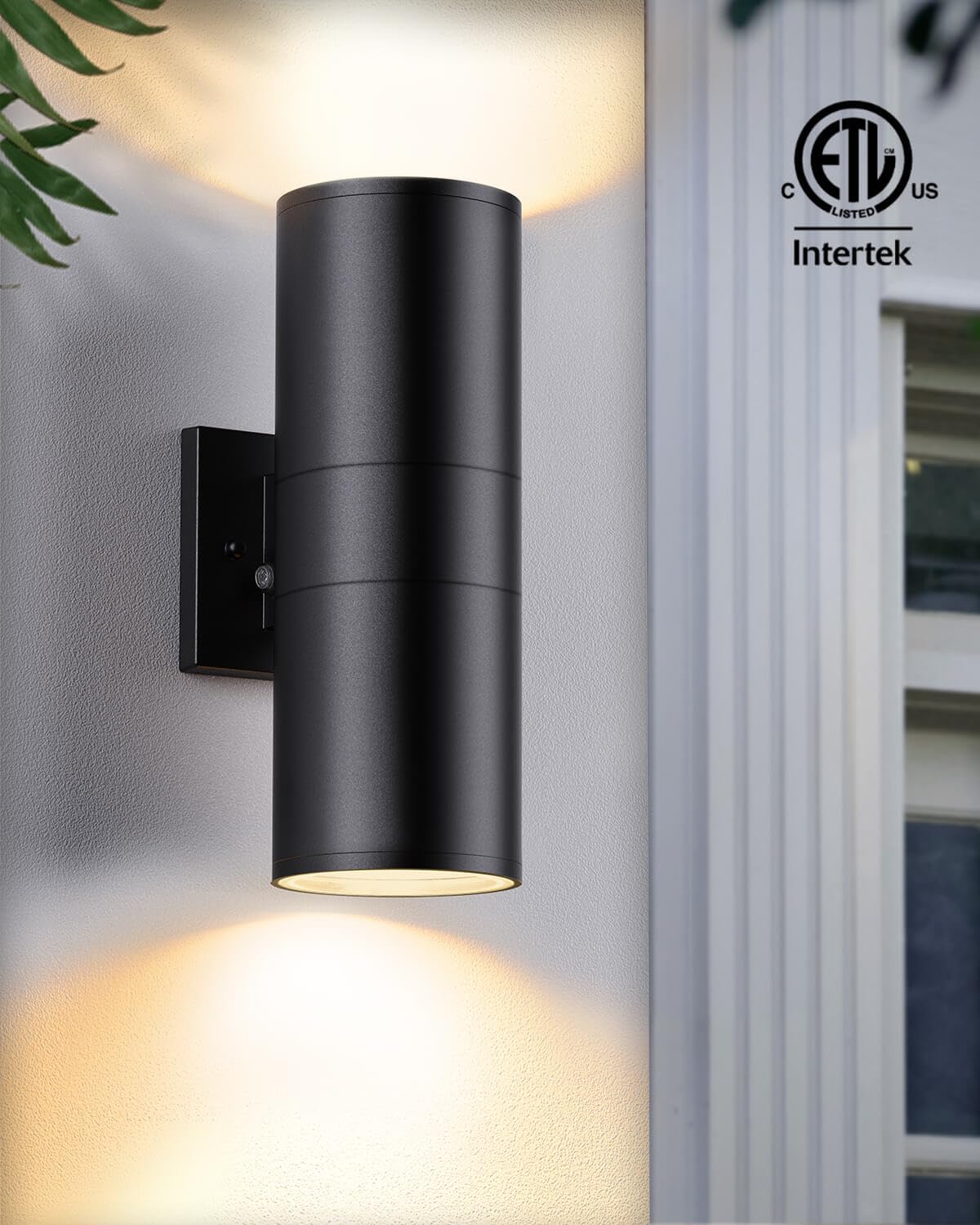 Shimr Modern Outdoor Wall Lights Dusk To Dawn  Up And Down Light With Led Bulbs Include  Cylinder Matte Black Outdoor Sconce Lights Exterior Lighting Fixtures For House Porch Garage [Etl Listed]