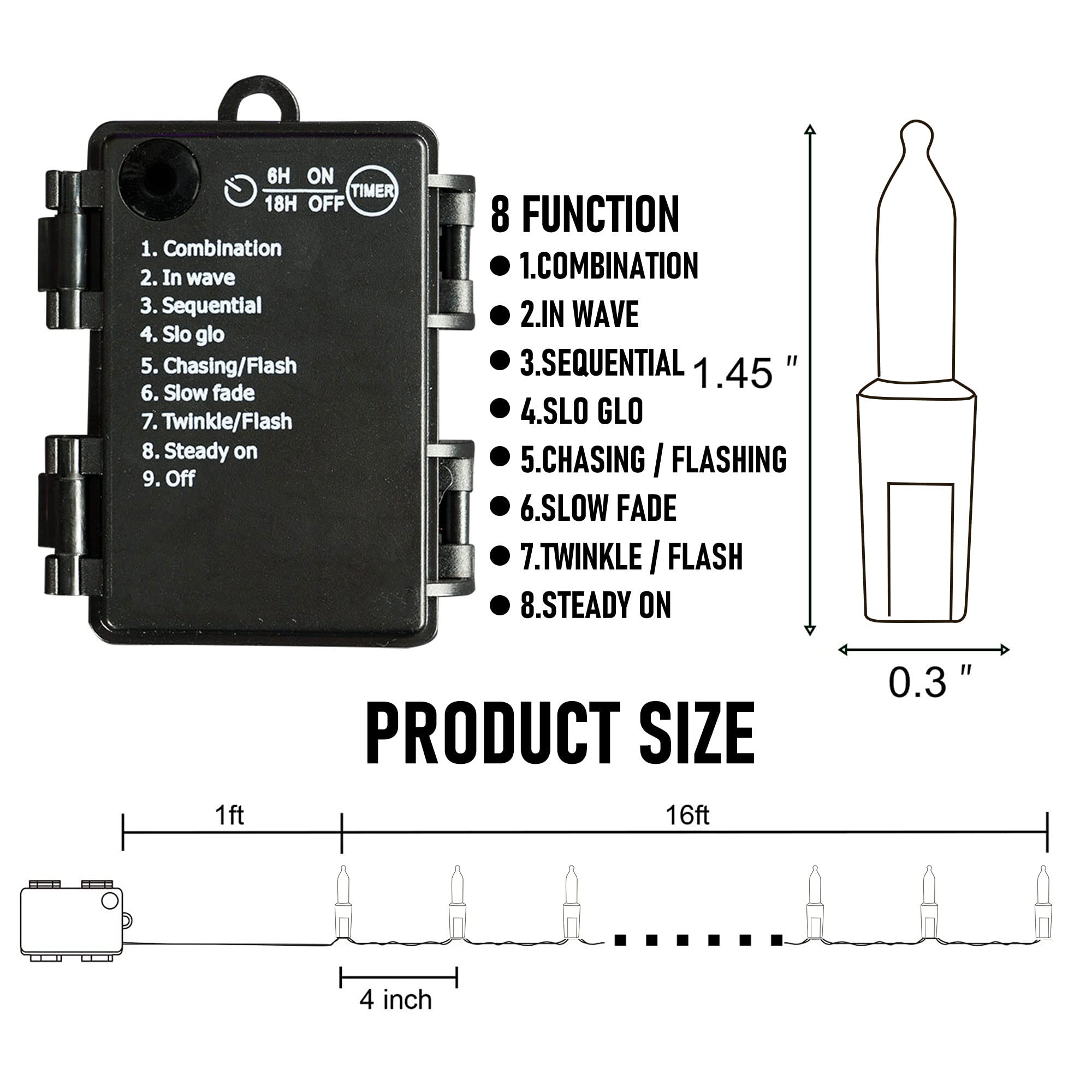 Dazzle Bright 50 Led Battery Operated Christmas Lights, 16Ft Waterproof Mini String Lights In Purple And Orange For Indoor/Outdoor Decor