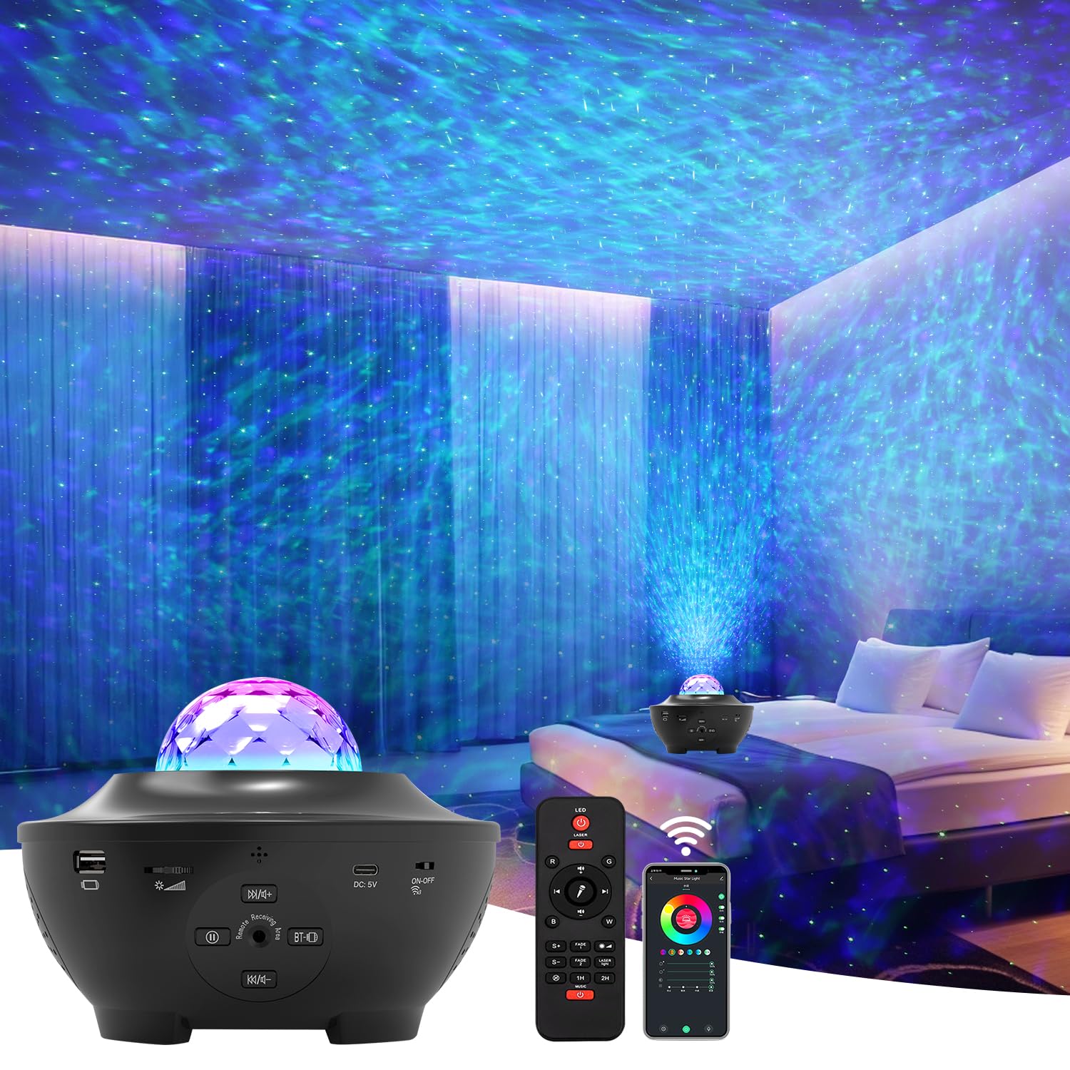 Galaxy Projector for Bedroom,Star Projector Galaxy Light Projector with Timer & Remote Control, Bluetooth Speaker, Smart Night L