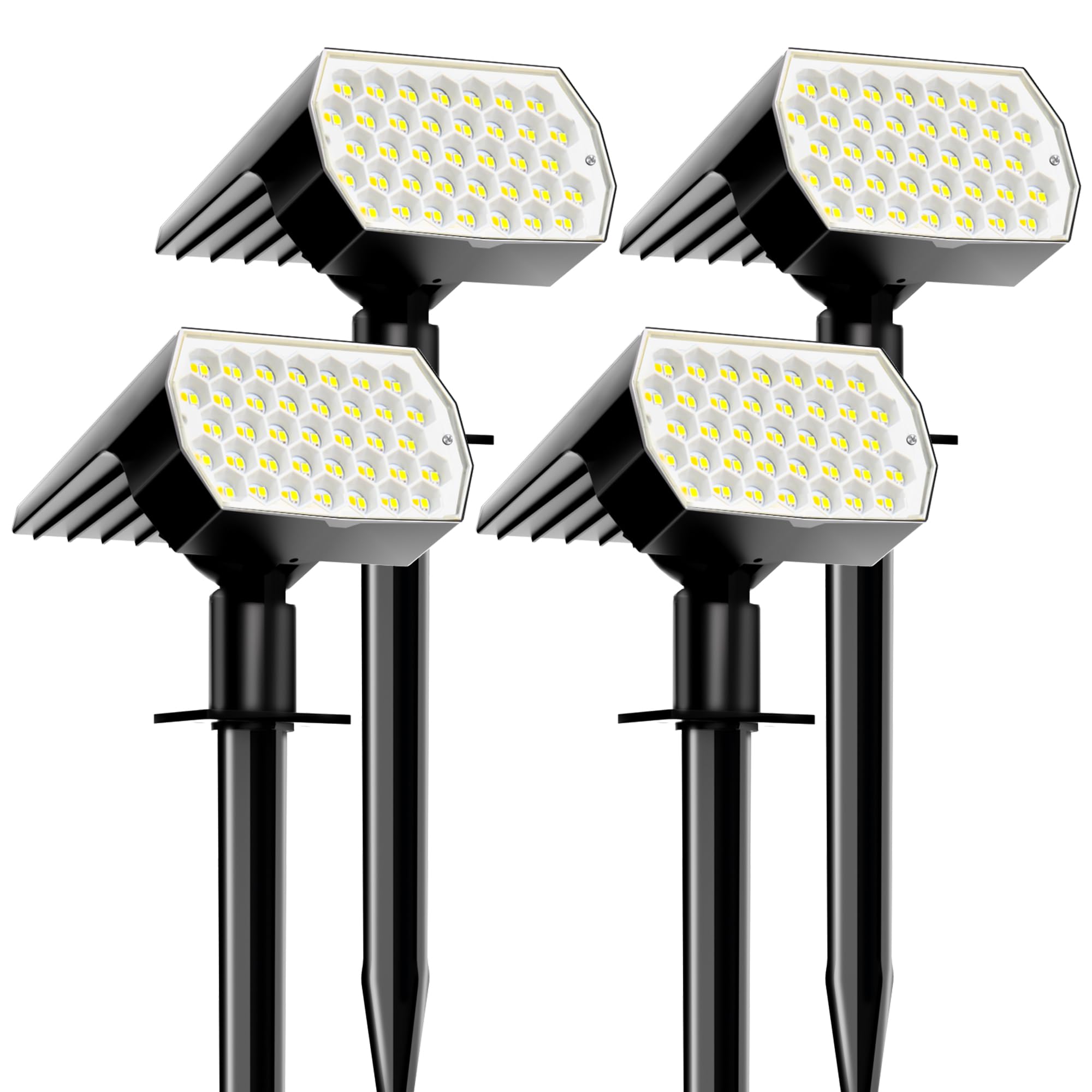 Ugecl Solar Spot Lights - 74 LED, 3 Lighting Modes, IP65 Waterproof, 4PK, 3000/4000/6000K, Plastic