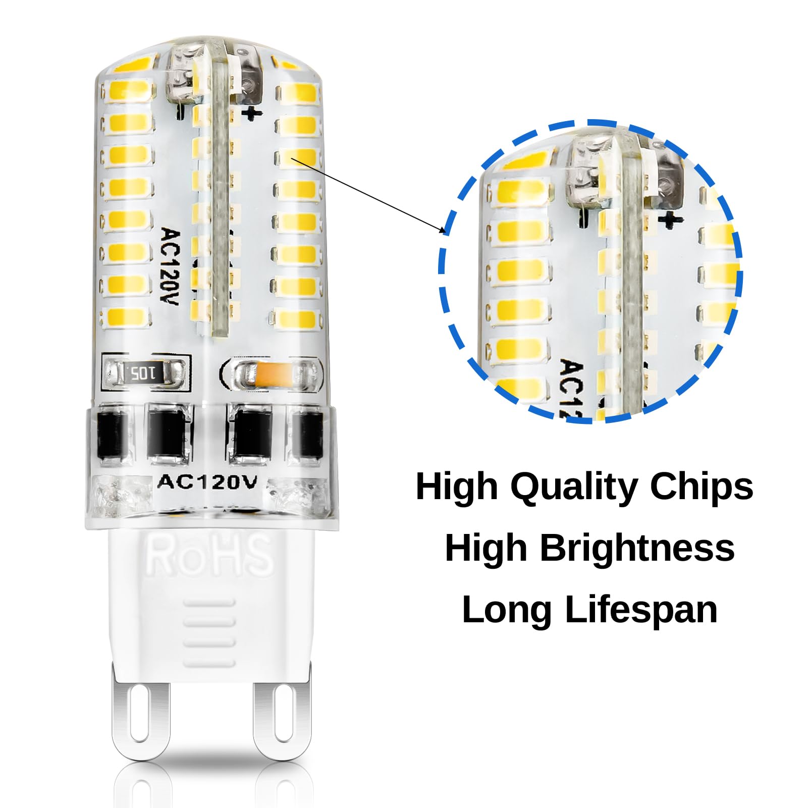 YGS-Tech G9 LED Bulb Dimmable 4W 2700K Ultra Warm White 6-Pack, CRI80, Plastic