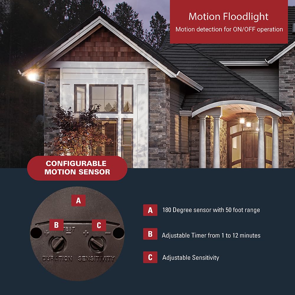 HALO 180° Motion Activated Outdoor Security Flood Light, Bronze, Metal, Model MS185R