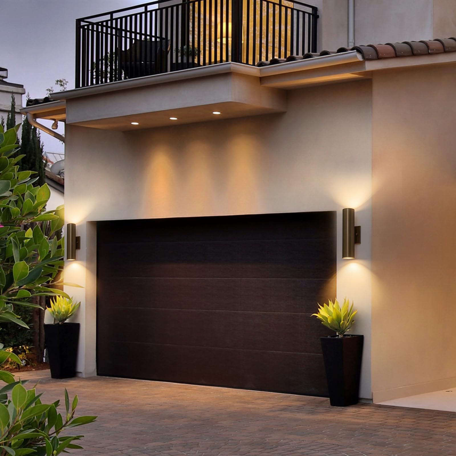 Zicbol Modern Outdoor Wall Light 11.8 Integrated Led Cylinder Up And Down Outdoor Lights  2-Light Exterior Lighting Fixtures For House Patio Front Porch Garage
