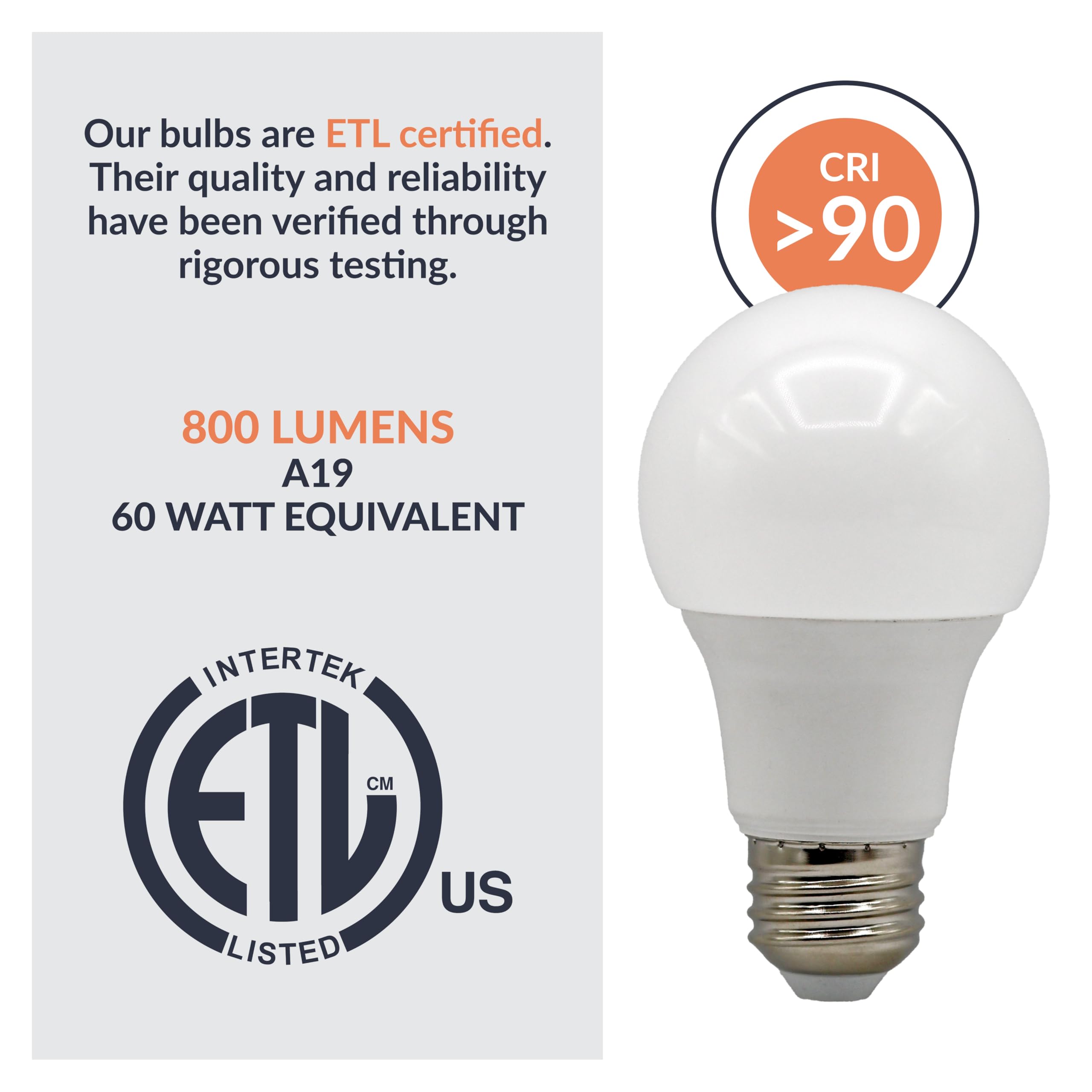 Newhouse Lighting 60 Watt Equivalent 2700K 800-Lumen A19, E26 Base, Dimmable Led Light Bulb E26A19-60Wd, Ideal Light For Bedroom