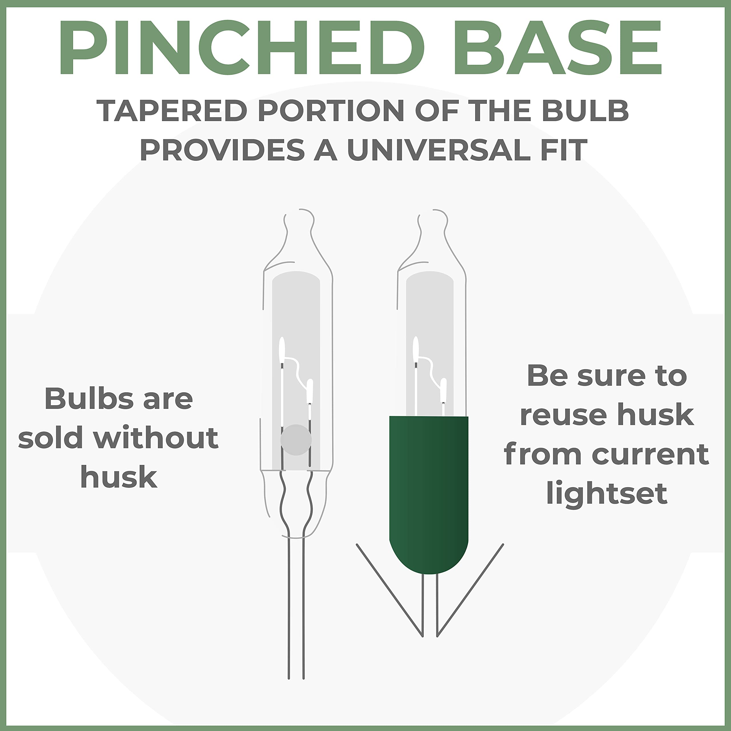 612 Vermont 12 Volt Mini Christmas Replacement Bulbs for Incandescent String Lights, Pinched Base, 20 Count, 0.96 Watt, 80 mA (C
