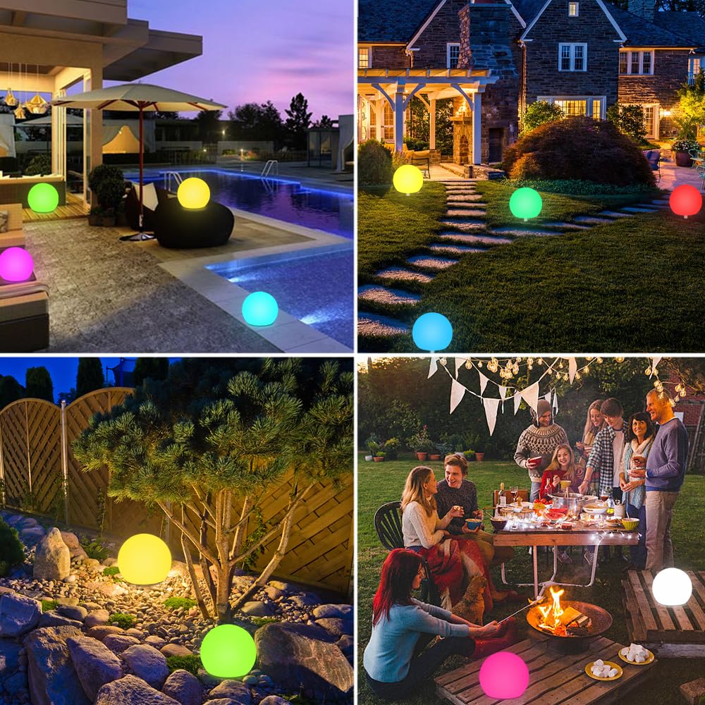 8-In Solar Globe Light Outdoor Waterproof Solar Ball For Garden, 16 Rgb Color Changing Solar Glowing Ball Light W/Remote, Landscape Lighting Mood Lamp W/Ground Stake For Patio Yard Pathway Party Decor