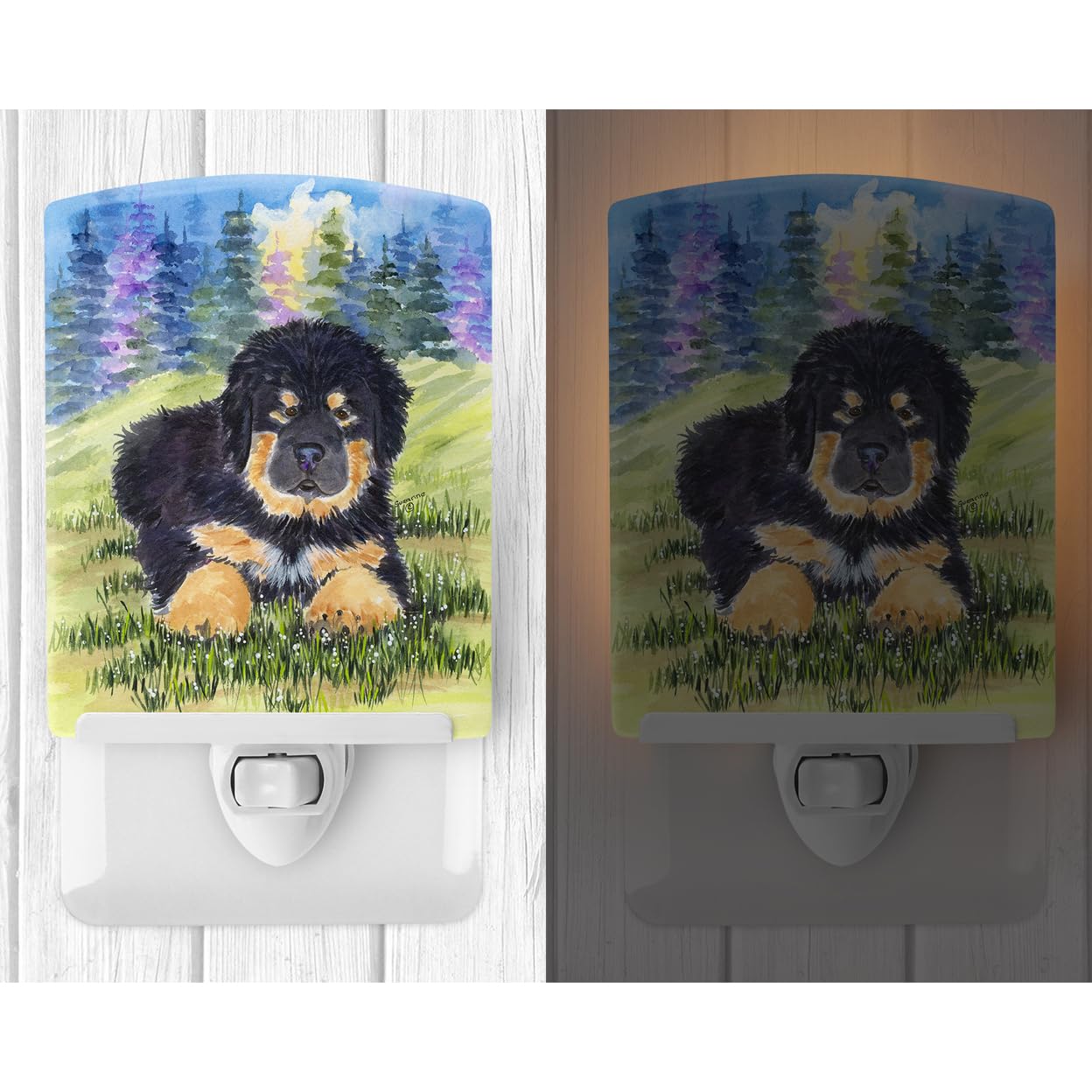Carolines Treasures Tibetan Mastiff Ceramic Night Light, UL-Certified, 6x4x3, Multicolor, Model SS1037CNL