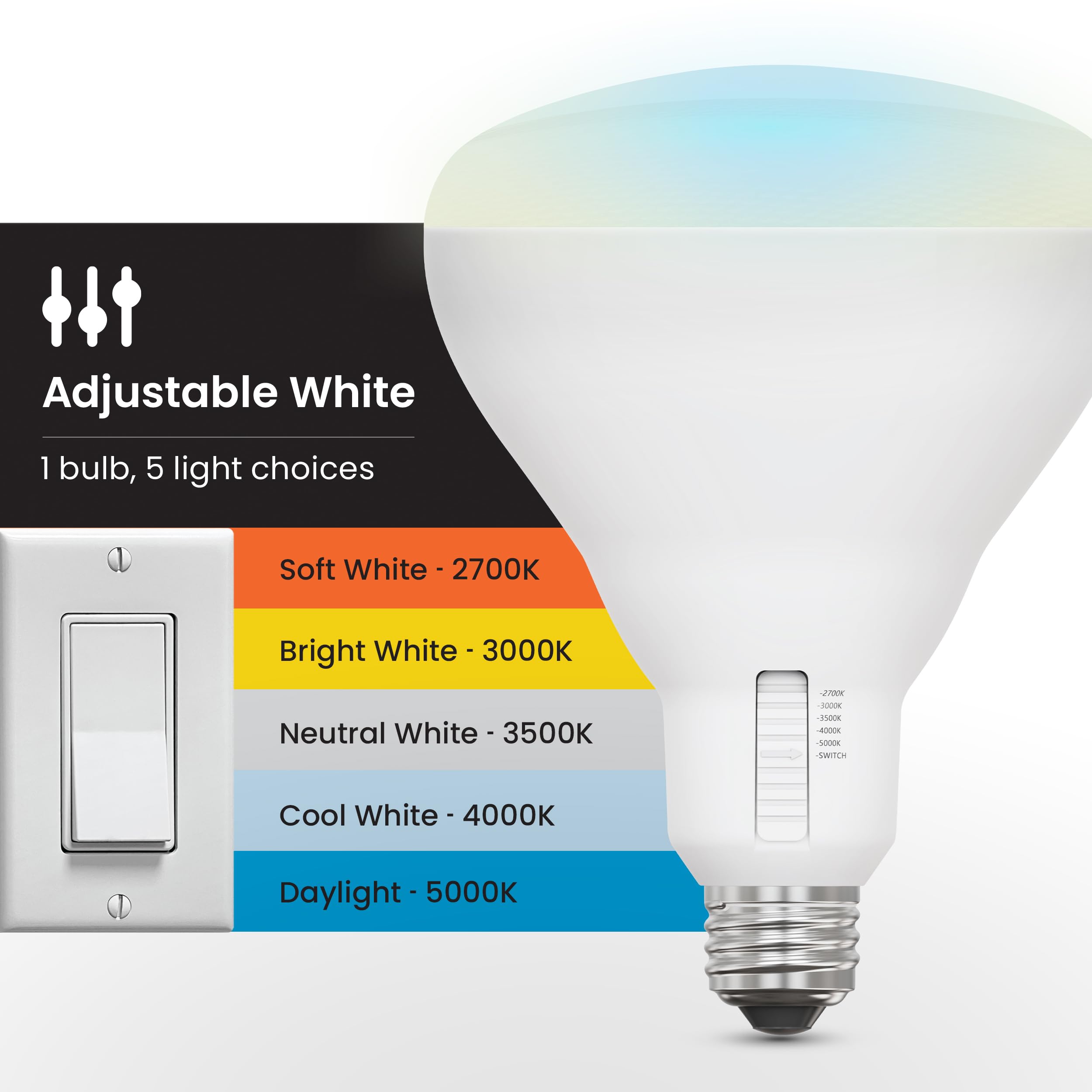 Feit Electric BR30 LED Light Bulb, Dimmable, 1100 Lumens, 85W Equivalent, 90+ CRI, 2 Pack, White, Model BR3085