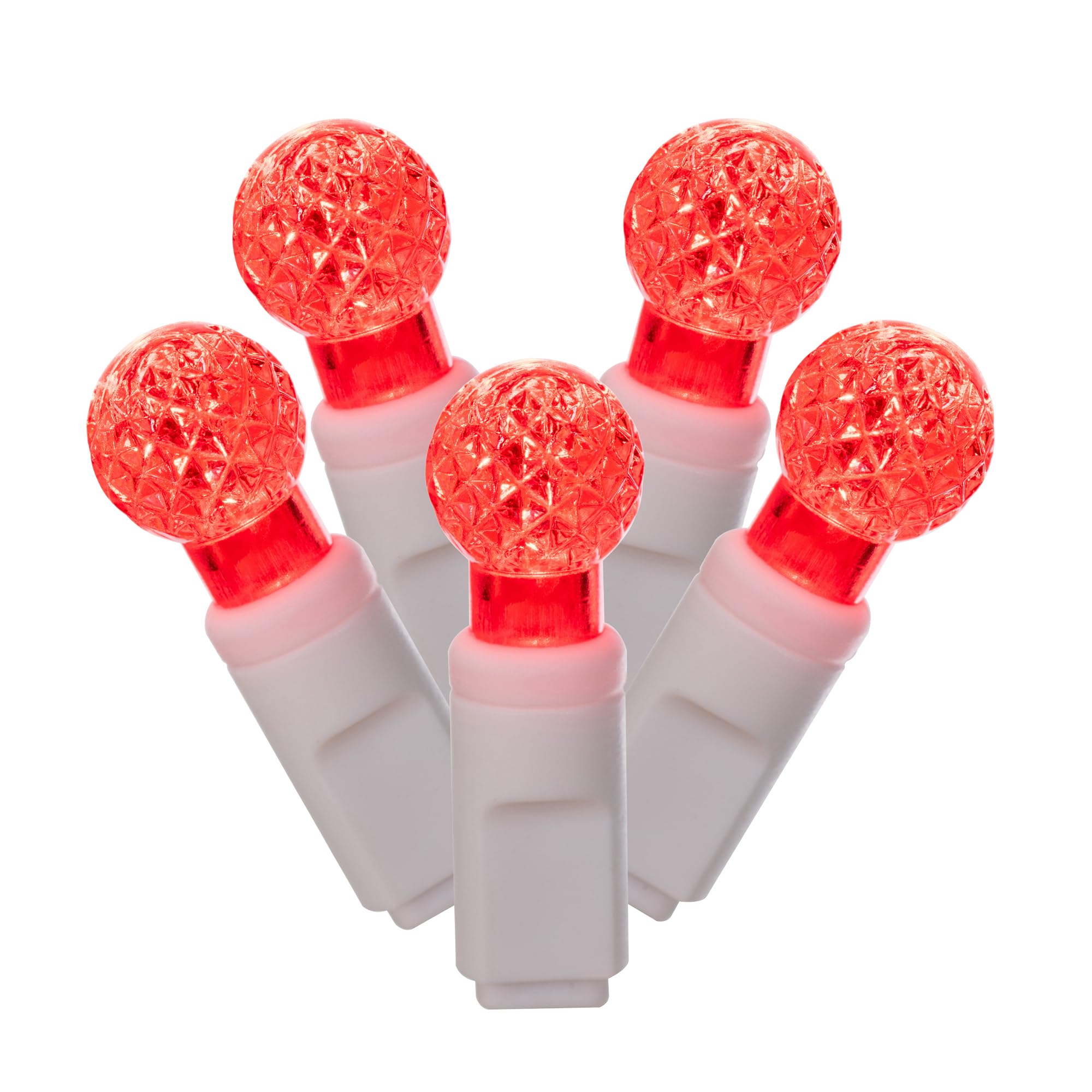 Vickerman LED Light Set, 100 Lights, G12 Red on White Wire, Model X4W9103