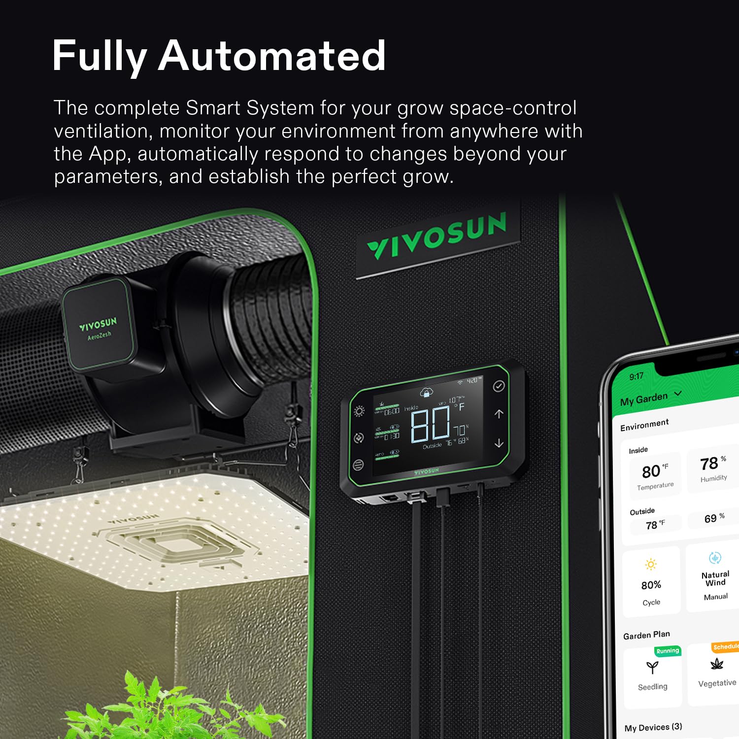 VIVOSUN GrowHub E42A+ Smart WiFi Controller for Grow Tent - Black, Temperature, Humidity, VPD, Timer & Schedule Controls