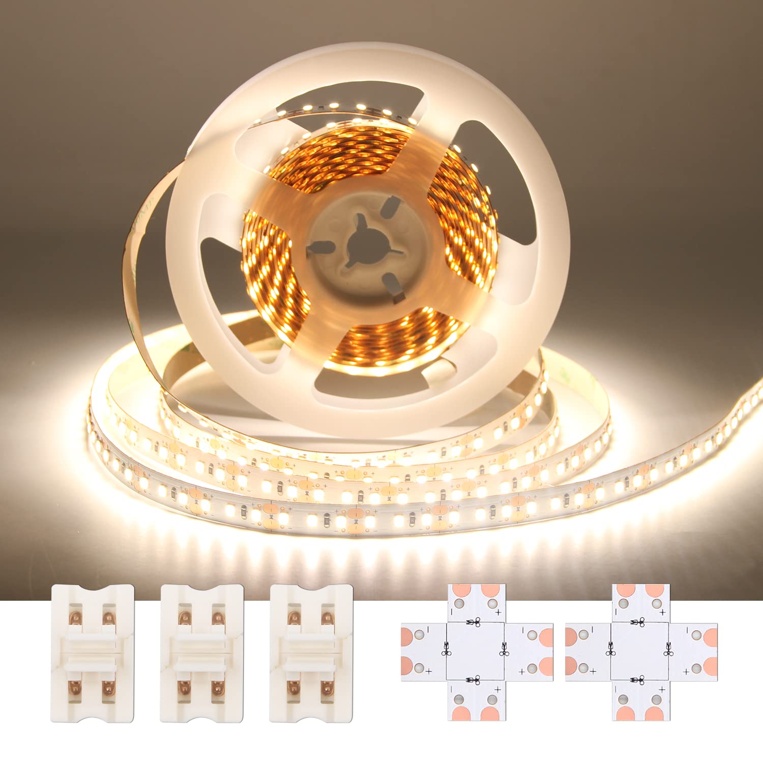 Vst Led Strip Lights Natural White 120Leds/M 1000Lm/M 9.6W/M Led Tape Light 12V 2835 Cuttable Connectable Dimmable Led Strips For Indoor Under Cabinet Etl-Listed,No Driver (4000K-8.2Ft White)