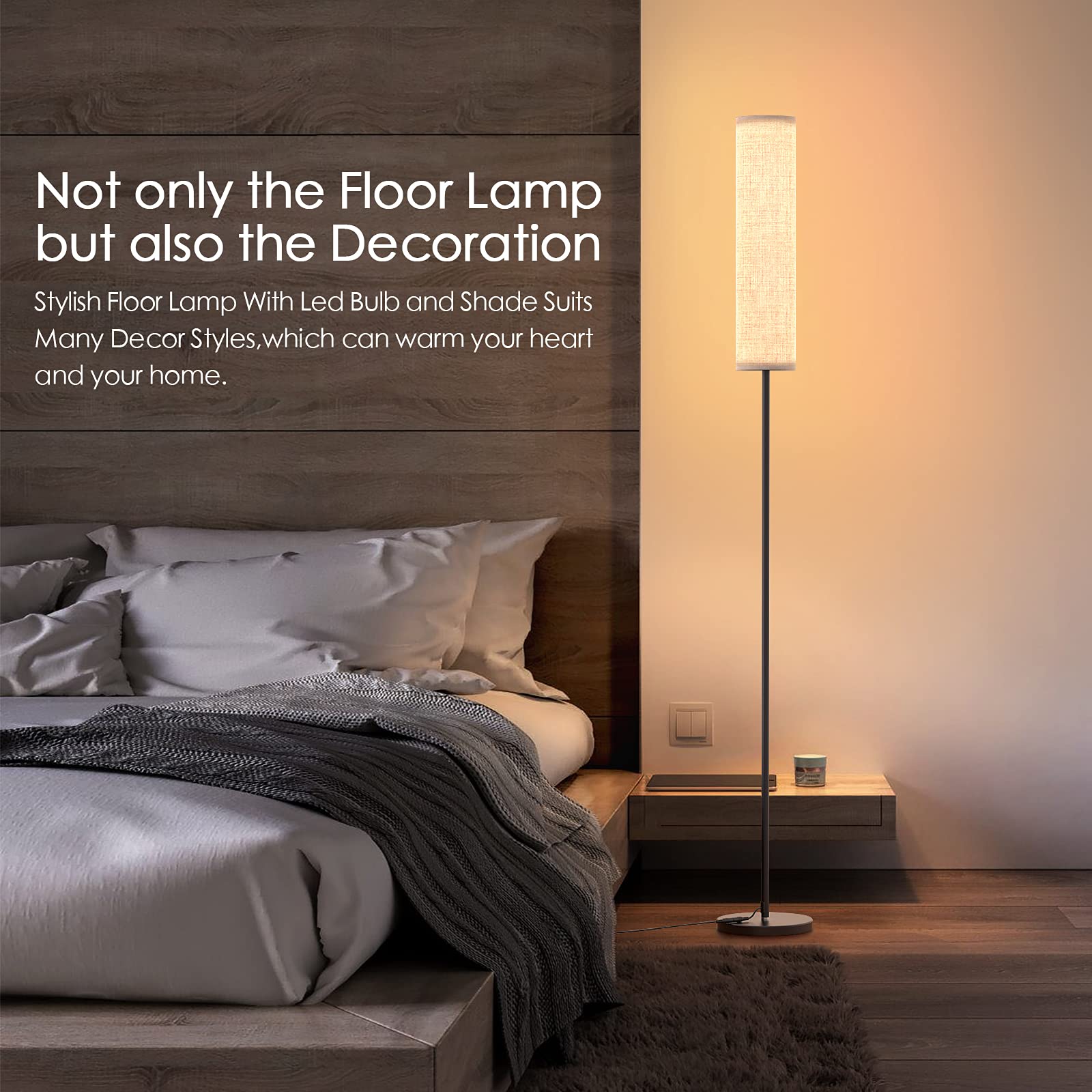 Lithomy Floor Lamp,4 Color Temperature Modern Led Standing Lamp,Stepless Dimmer Remote Control Floor Lamps For Living Room/Bedro