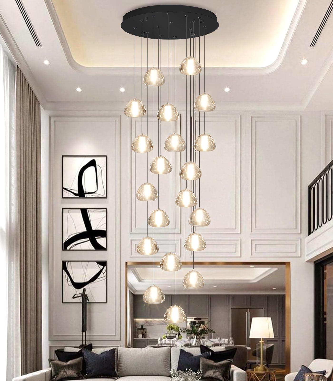 dolria Modern Crystal Chandelier LED Ceiling Light, 20-Lights Round, B ...