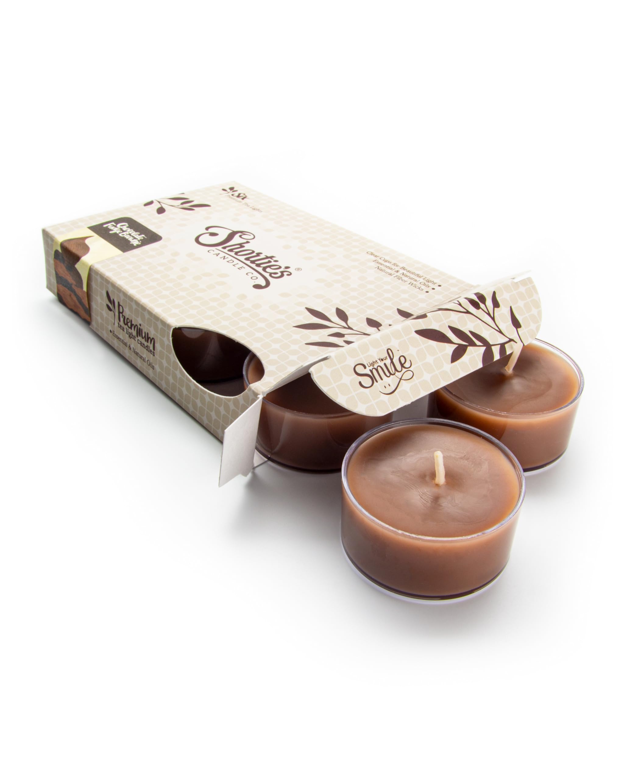 ShortieS Candle Company Chocolate Fudge Brownie Tealight Candles - 6 Brown Paraffin Wax Lights - Highly Scented - Made In Usa