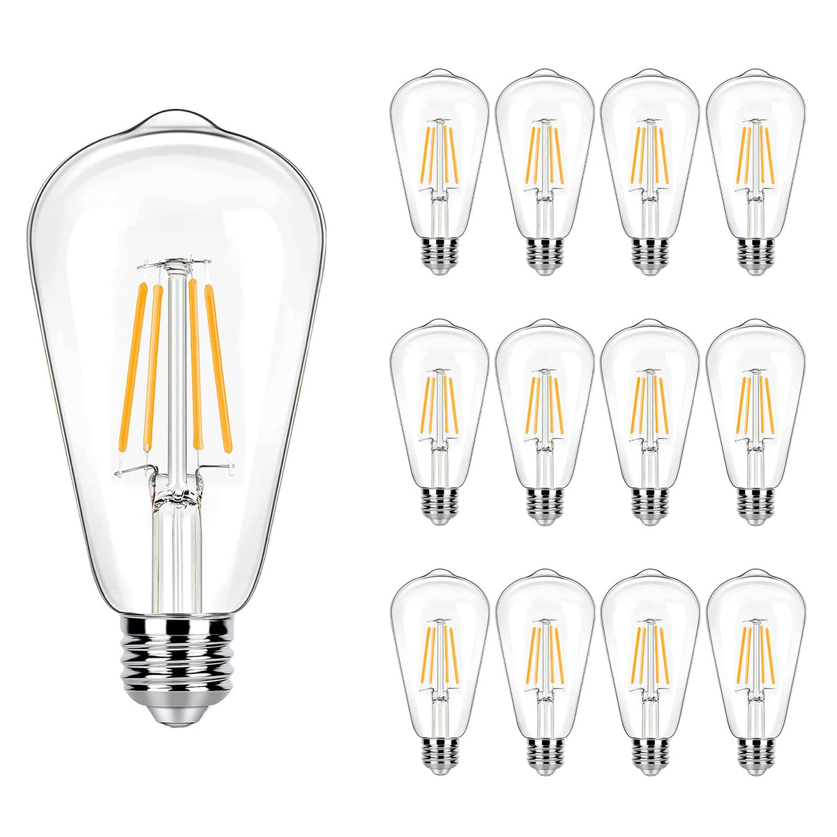 Winsaled 12 Pack Led Edison Bulbs 40W Equivalent, 4 Watt St19 Led Filament Bulb, 2200K Amber White, Vintage Light Bulbs For Ceil