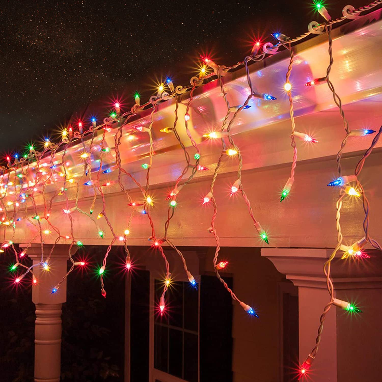 Lomotech Christmas Icicle Lights, 300 Count, 35Ft, Warm White, Waterproof, Connectable, LED08230200