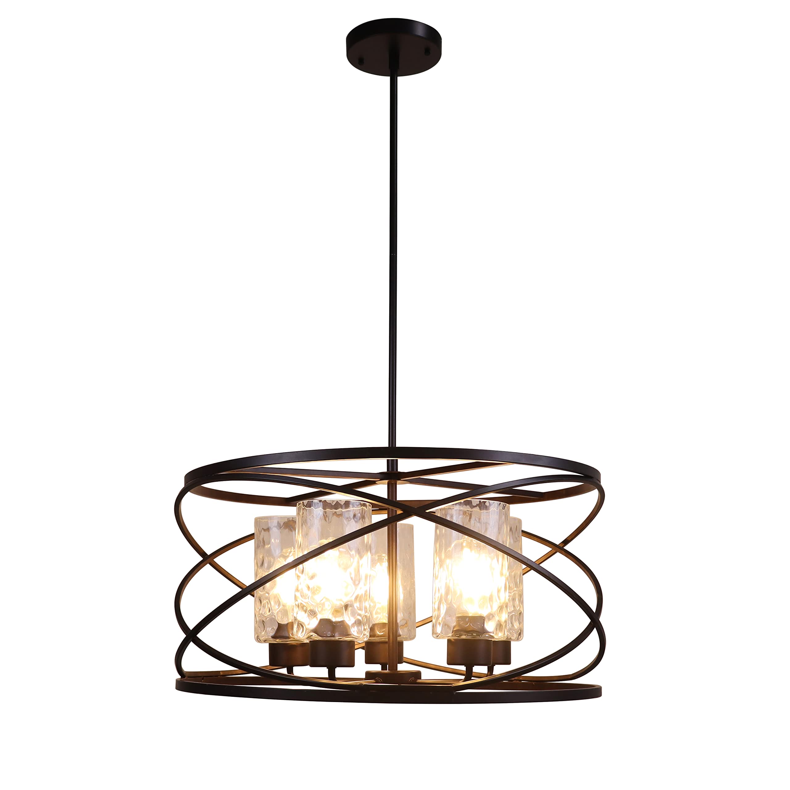 CHLOE Lighting IRONCLAD Industrial-Style Oil Rubbed Bronze 5 Light Large Pendant 23 Wide