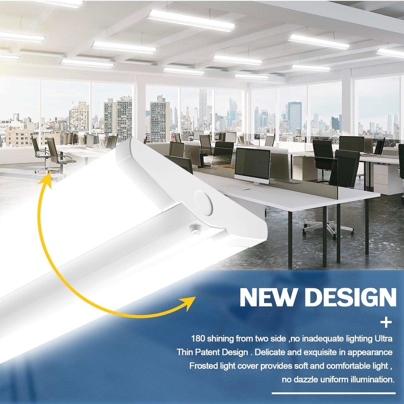 Antlux Ultra Slim 4Ft Led Wraparound Light, 50W 4 Foot Shop Lights For Garage, No Glare, 5600Lm, 5000K, Compact Flush Mount Ceil